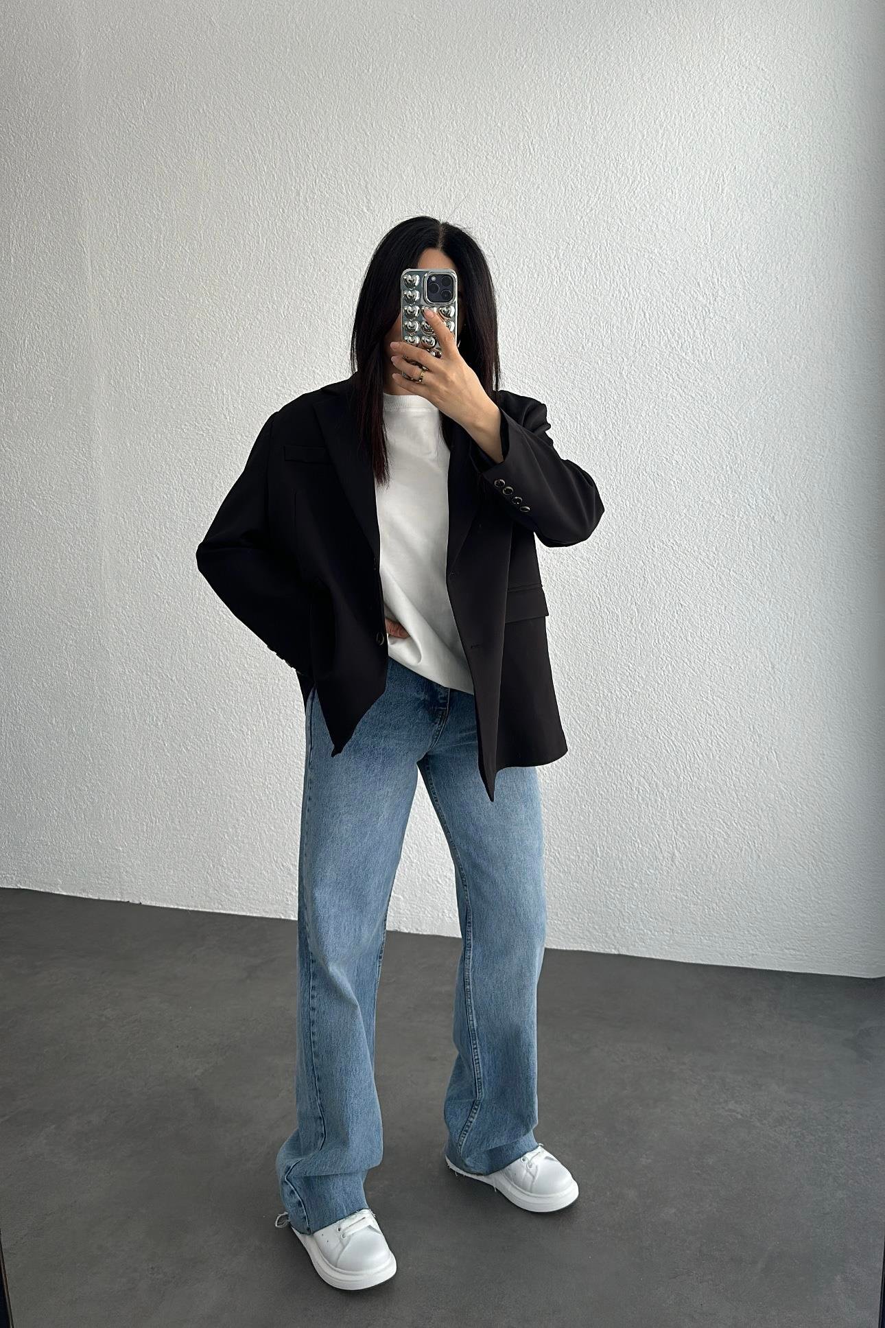 Dilvin Dekoratif Yaka Ekru Basic Tişört 