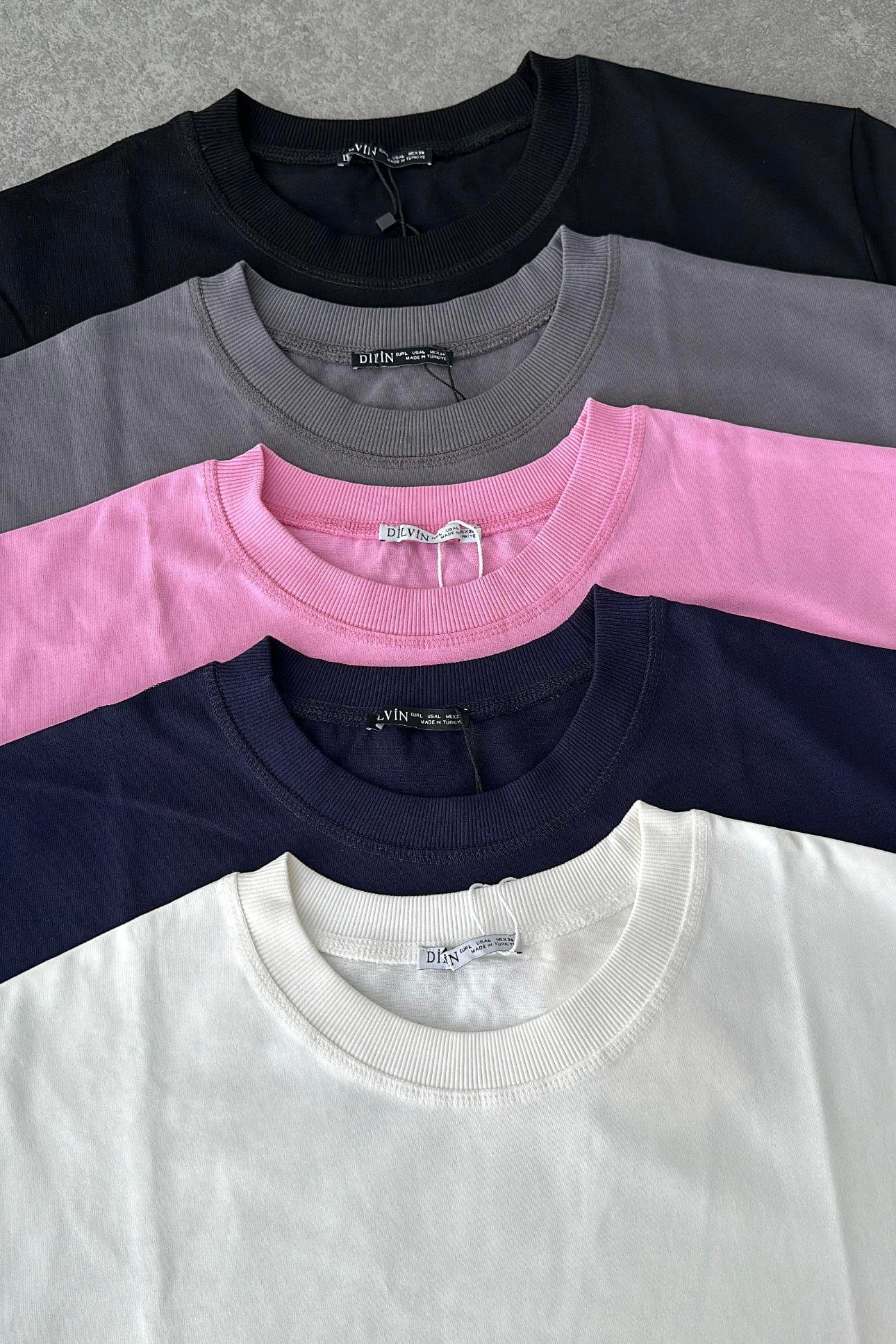 Dilvin Dekoratif Yaka Siyah Basic Tişört 