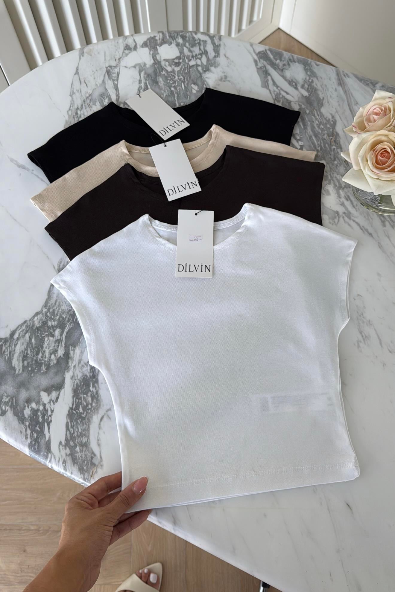 DİLVİN T-KOL MODAL CROP EKRU