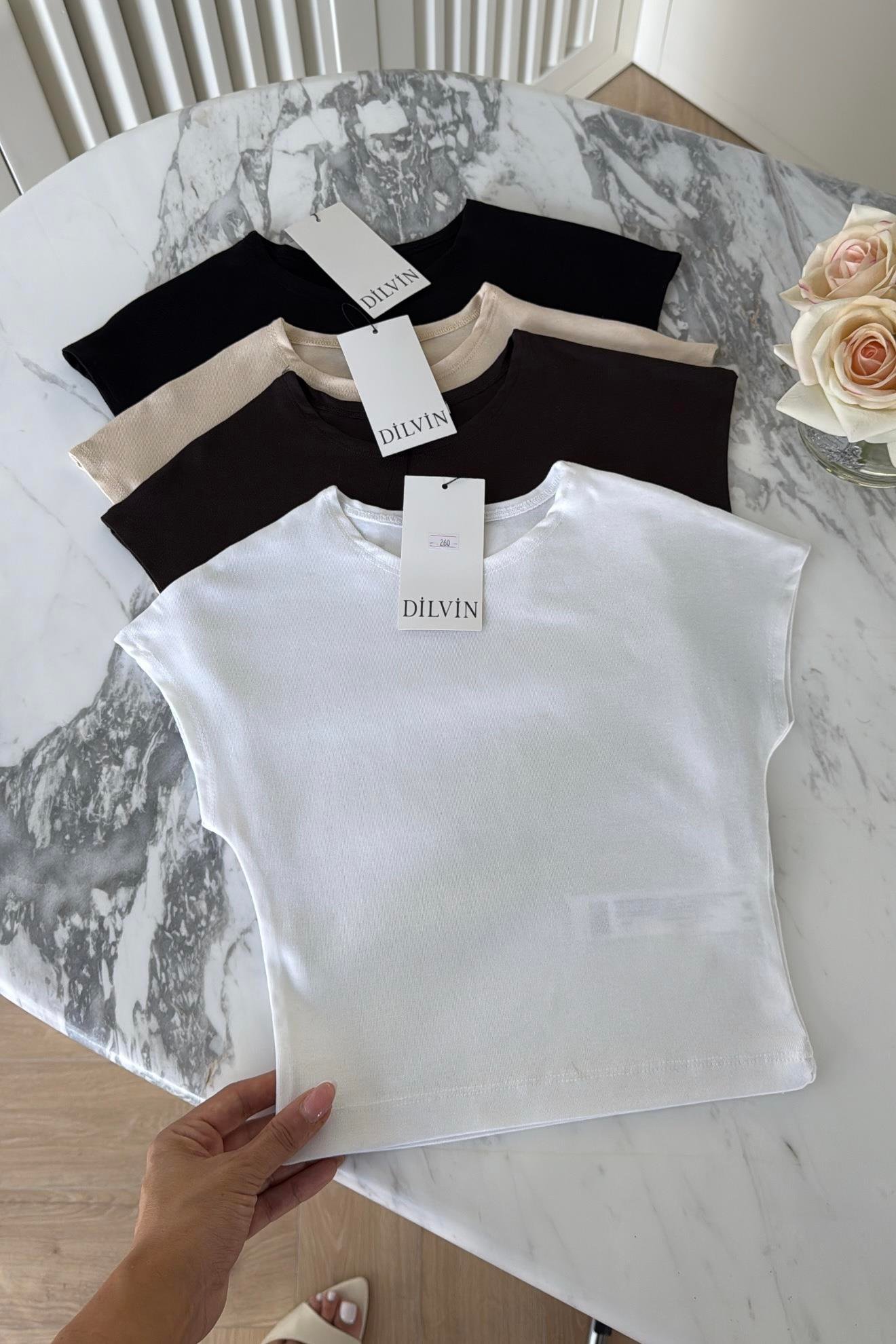 DİLVİN T-KOL MODAL CROP SİYAH