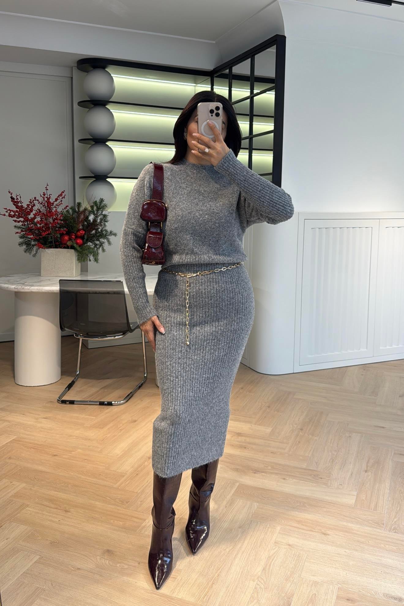 DİLVİN TRİKO ELBİSE GRİ