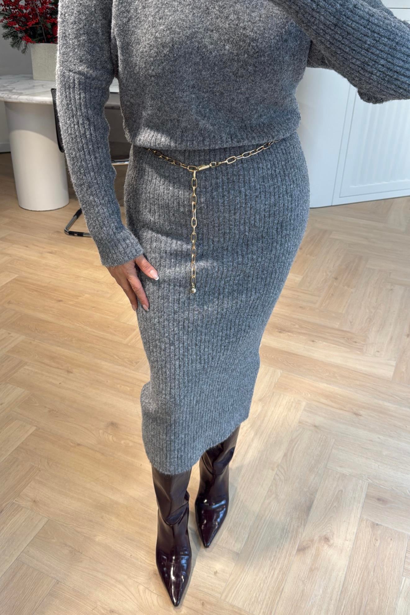 DİLVİN TRİKO ELBİSE GRİ