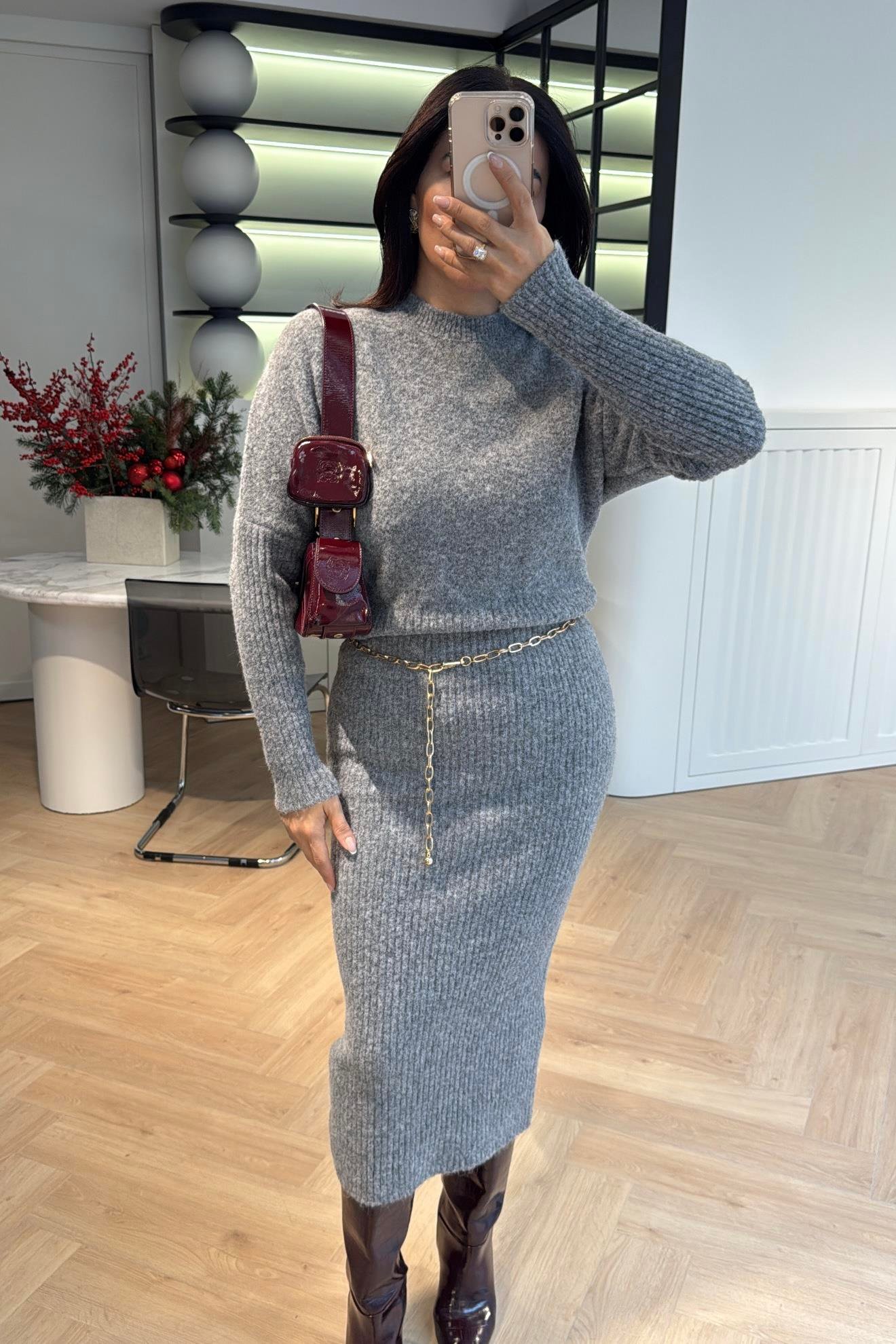 DİLVİN TRİKO ELBİSE GRİ