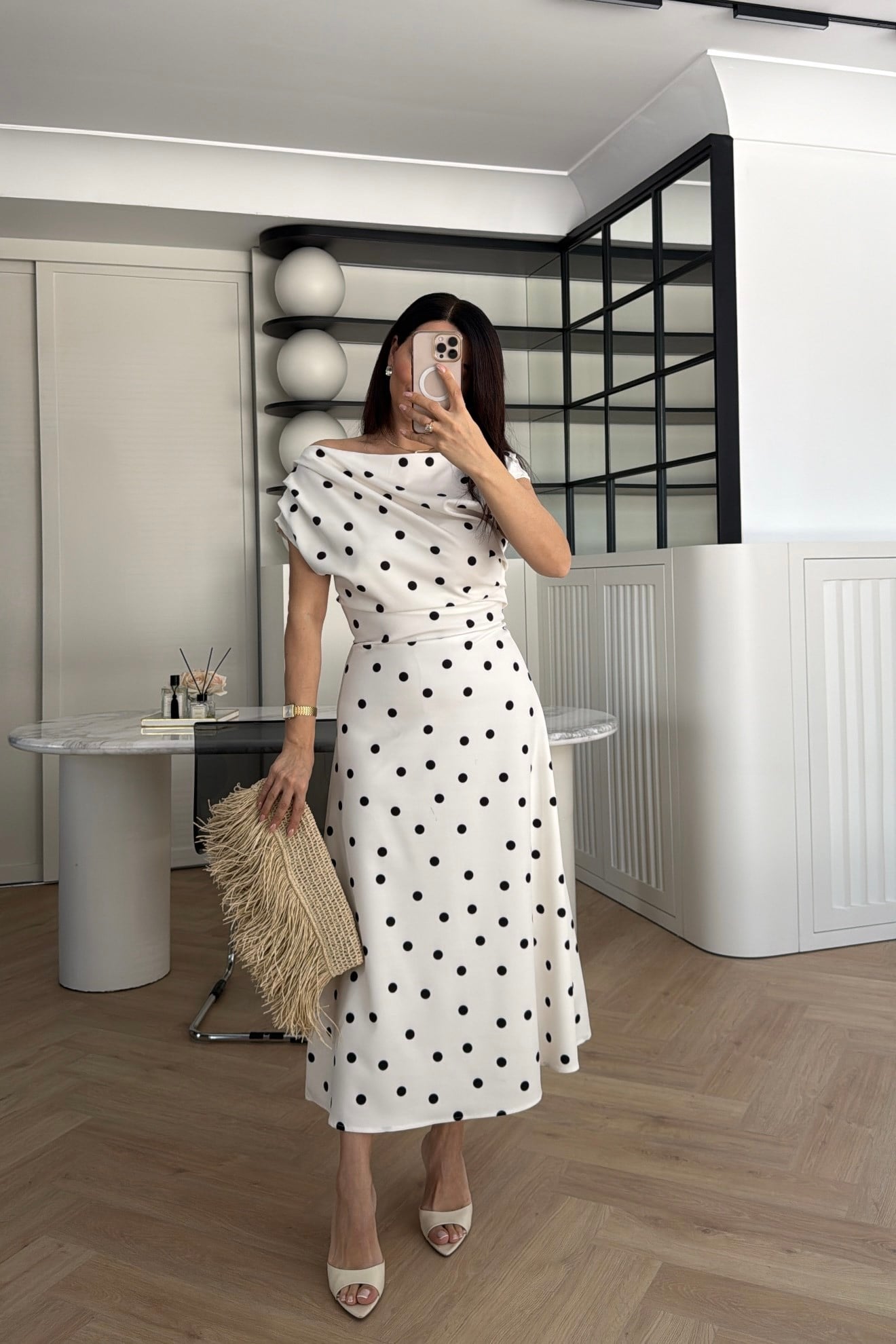 DRAPE YAKA PUANTİYELİ ELBİSE 