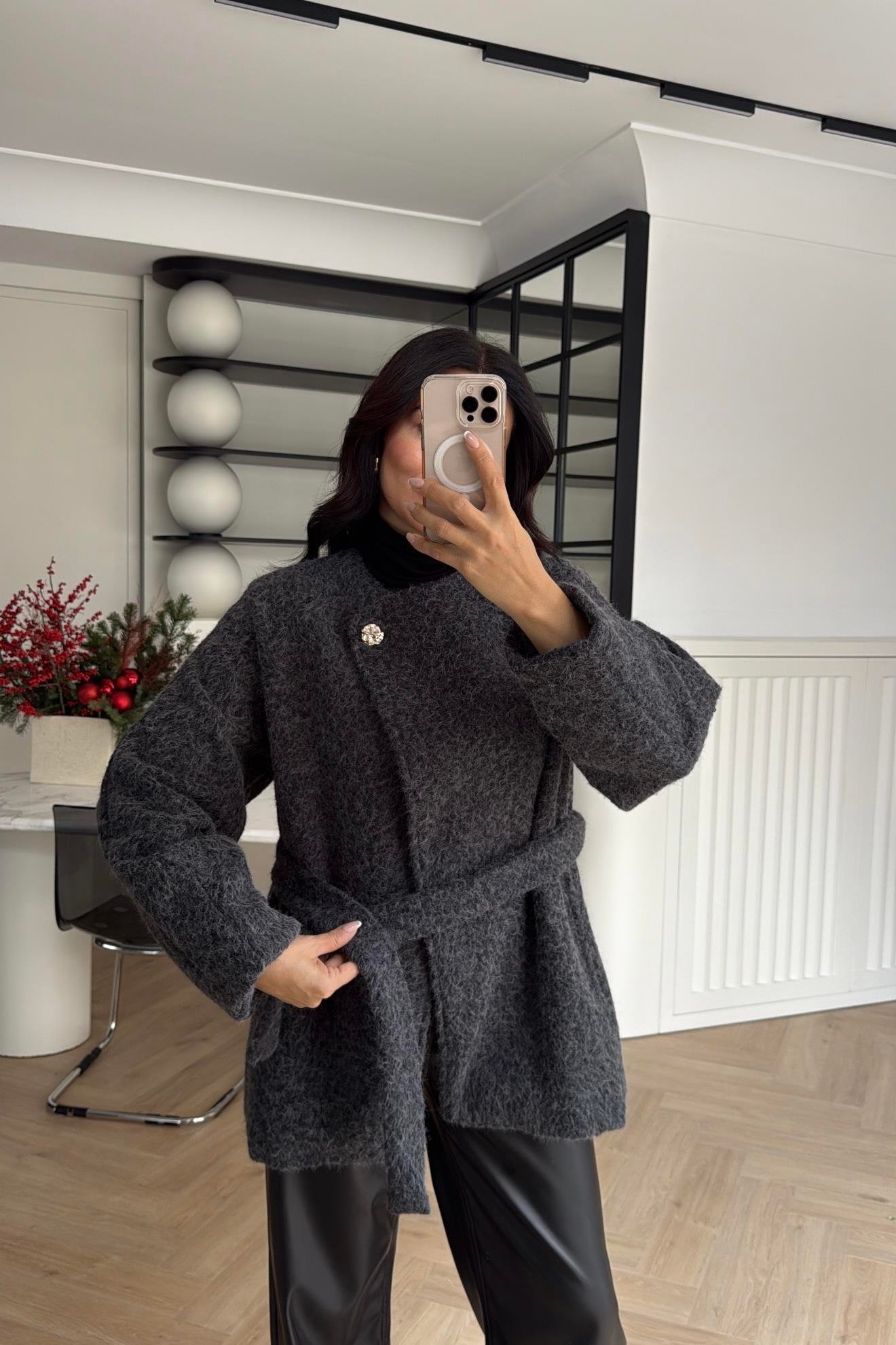 DÜĞME DETAYLI PELUŞ CEKET CAMEL İNDİGO