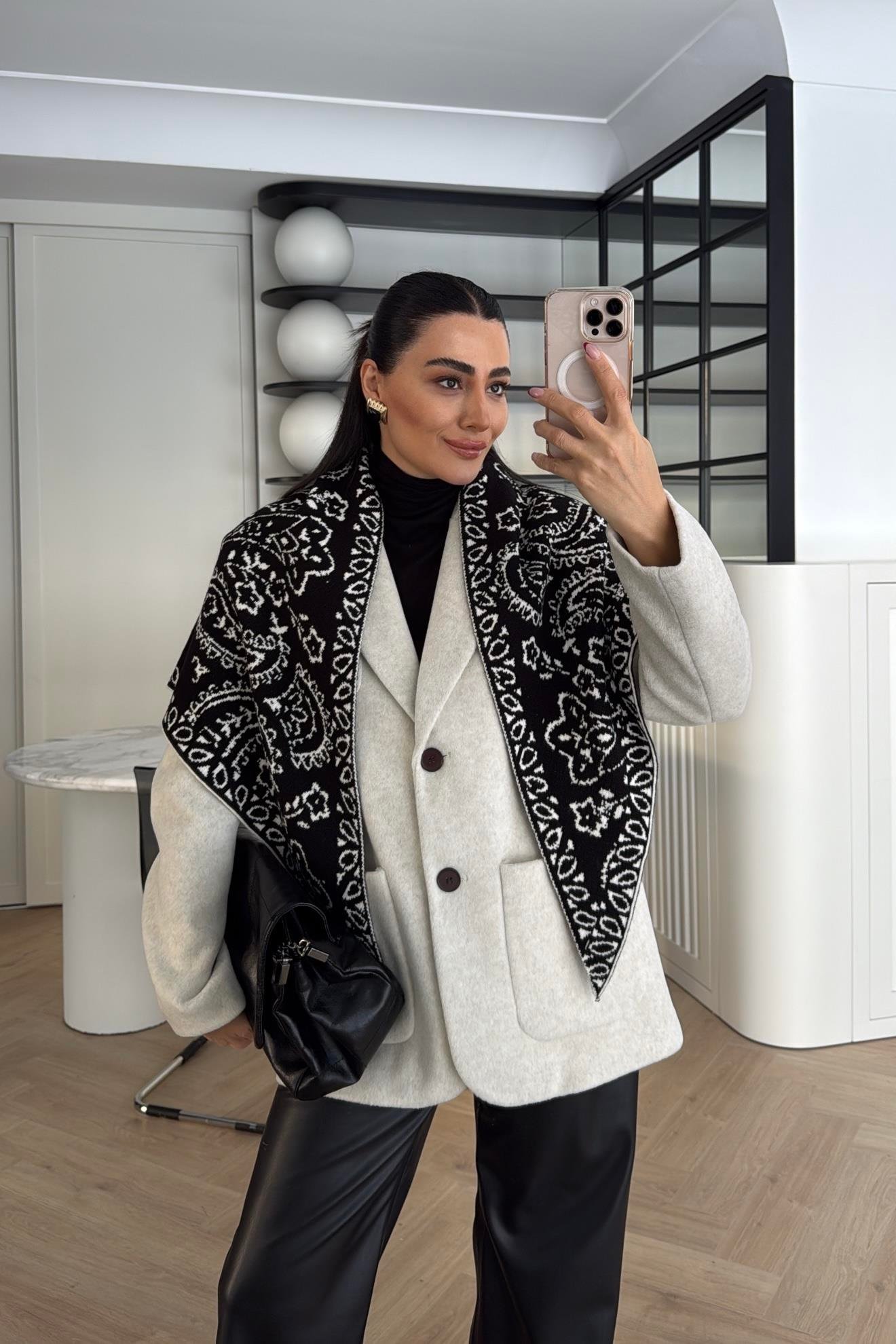 DÜĞMELİ KAŞE BLAZER CEKET EKRU