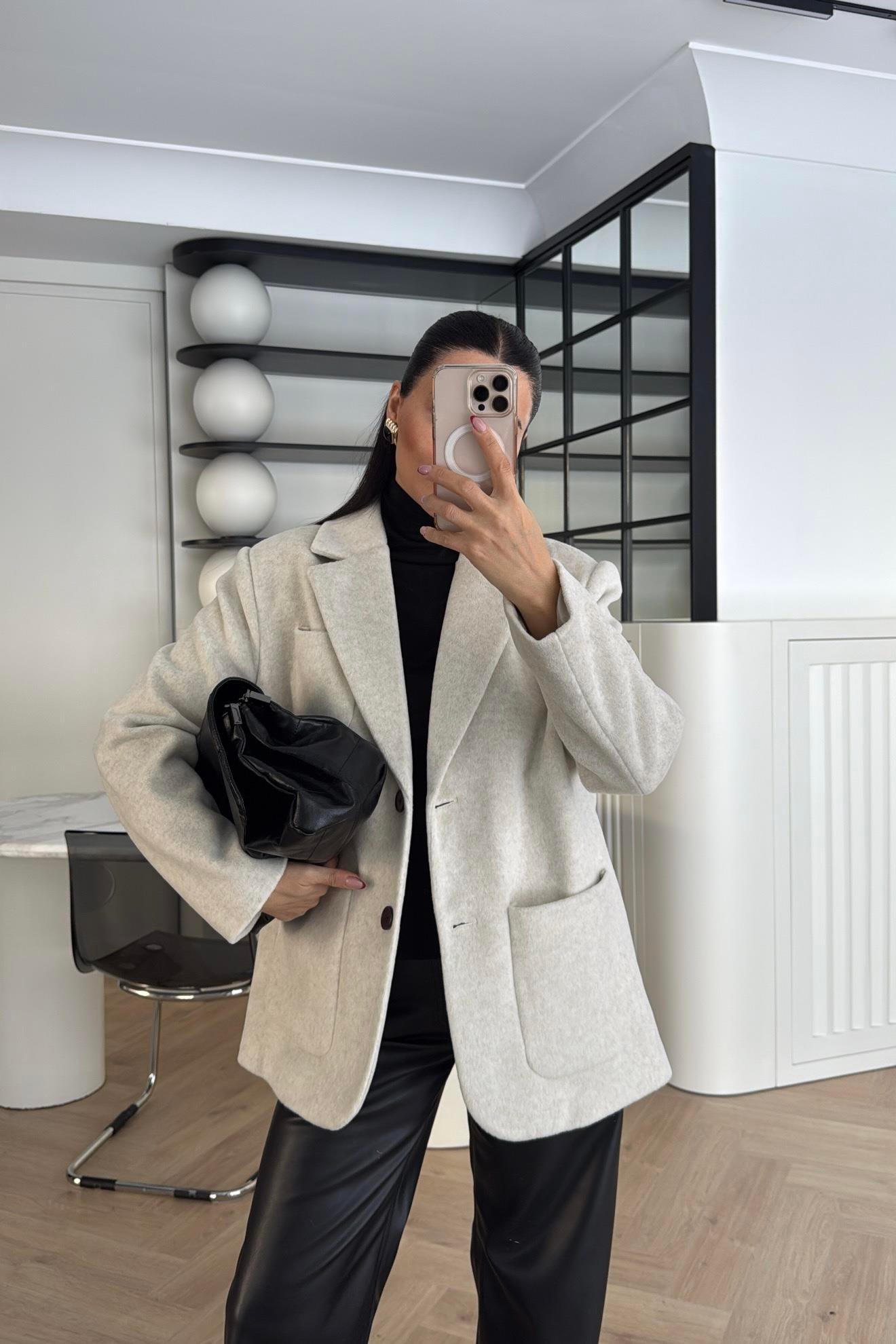 DÜĞMELİ KAŞE BLAZER CEKET EKRU