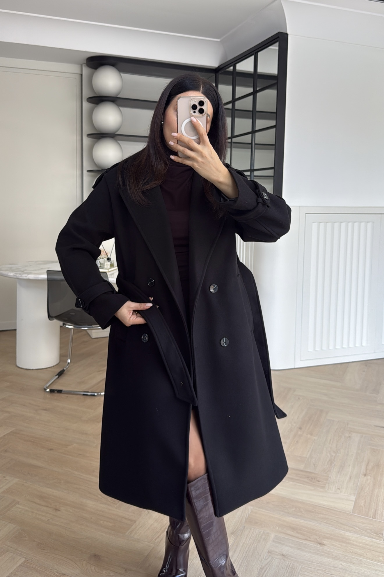 DÜĞMELİ PREMİUM KAŞE KABAN SİYAH 