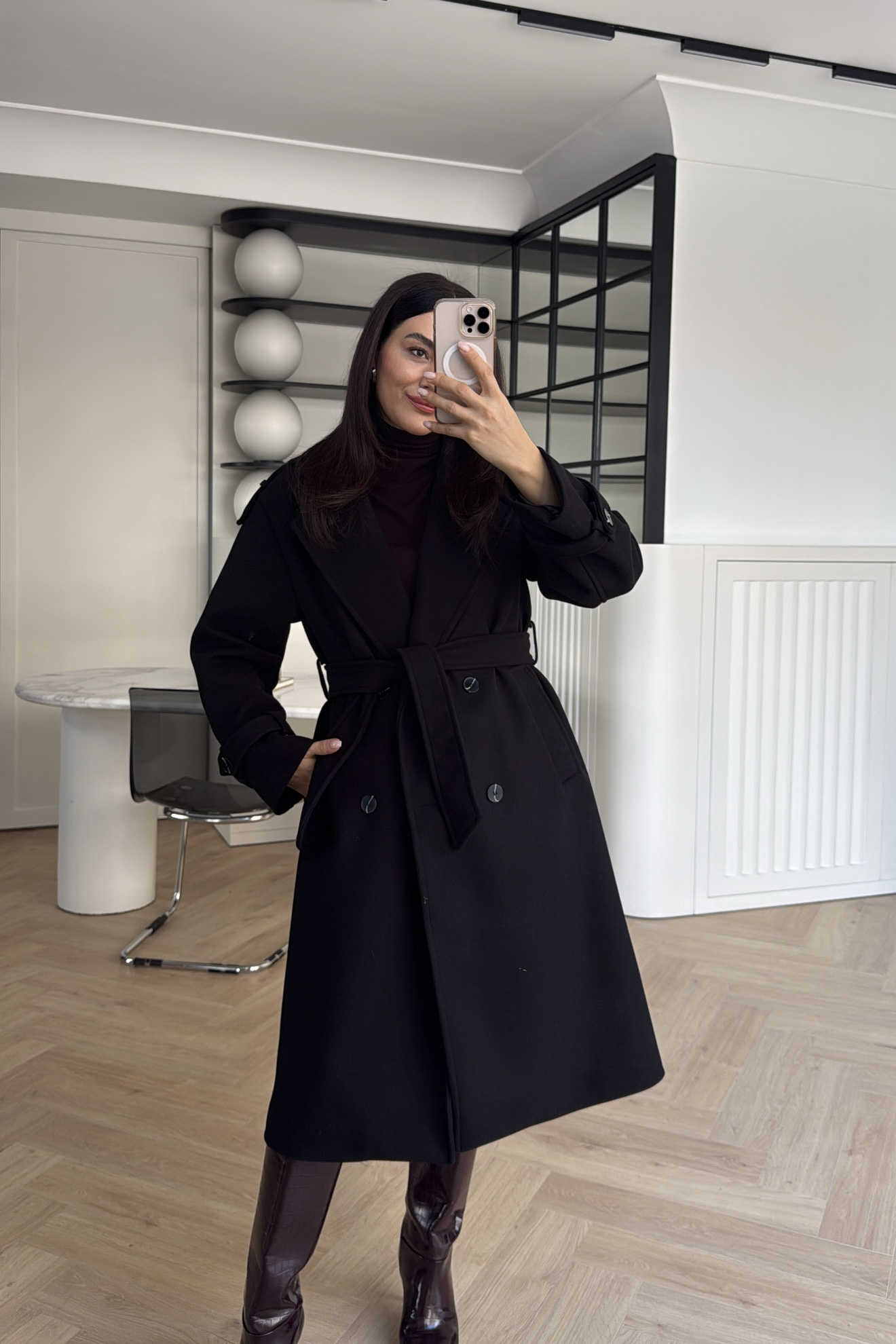 DÜĞMELİ PREMİUM KAŞE KABAN SİYAH 