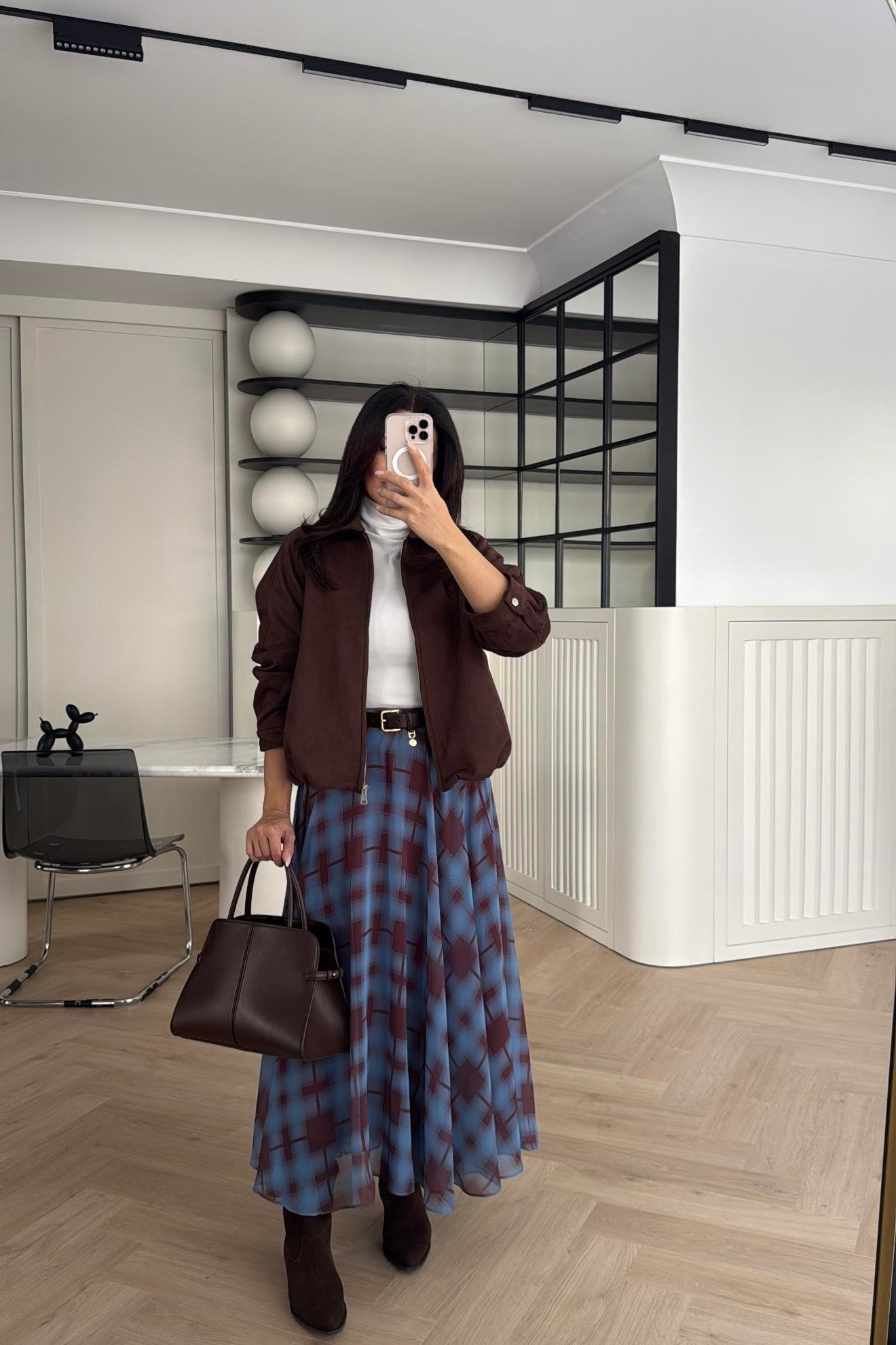 EKOSE DESENLİ UZUN ETEK 