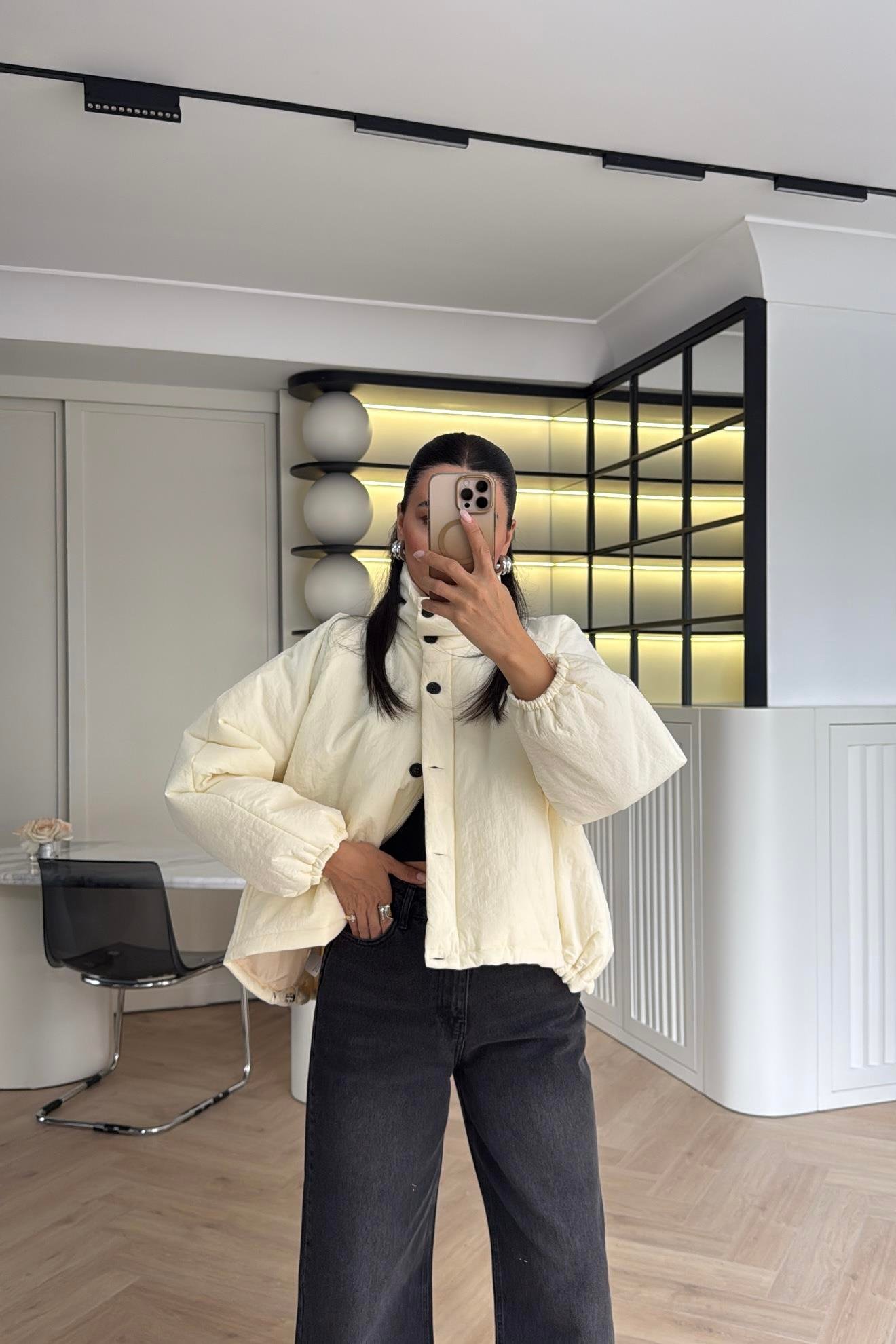 EKRU ELYAF DOLGULU MONT