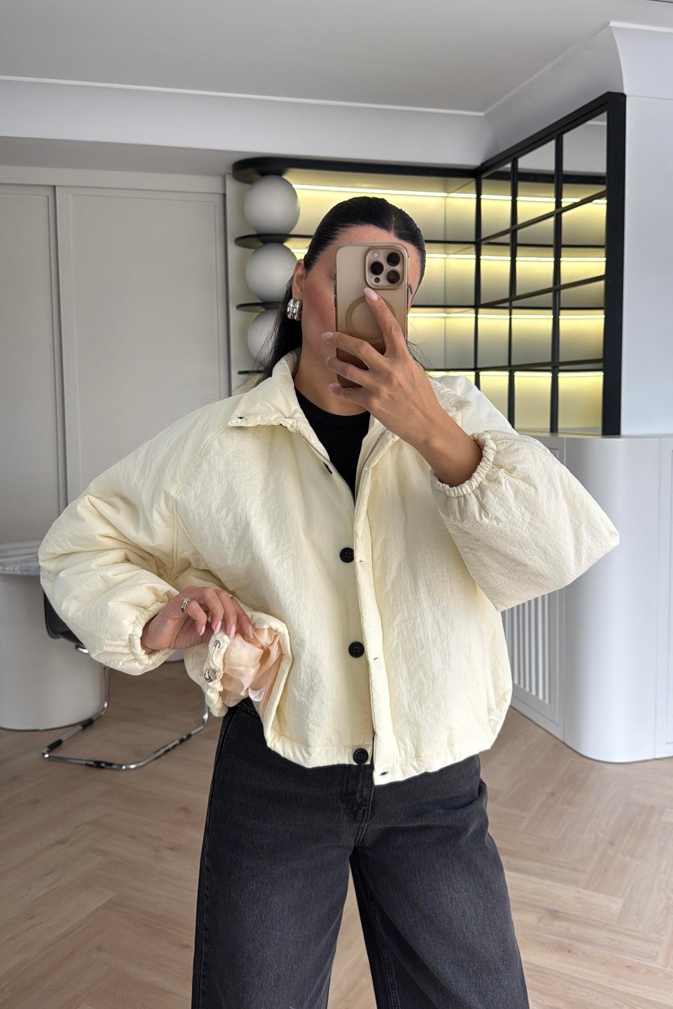 EKRU ELYAF DOLGULU MONT