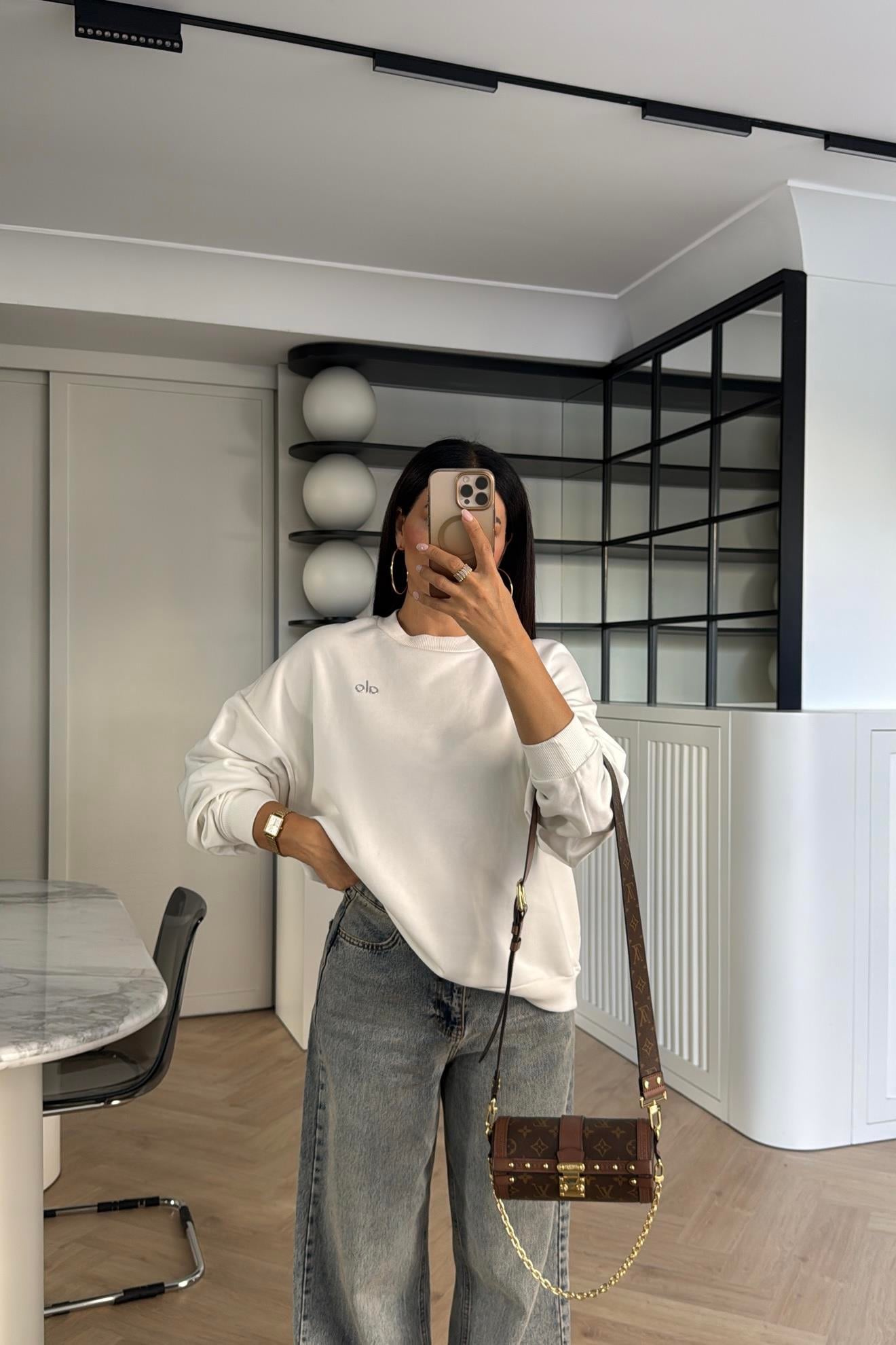 EKRU MARKA LOGOLU SWEATSHIRT