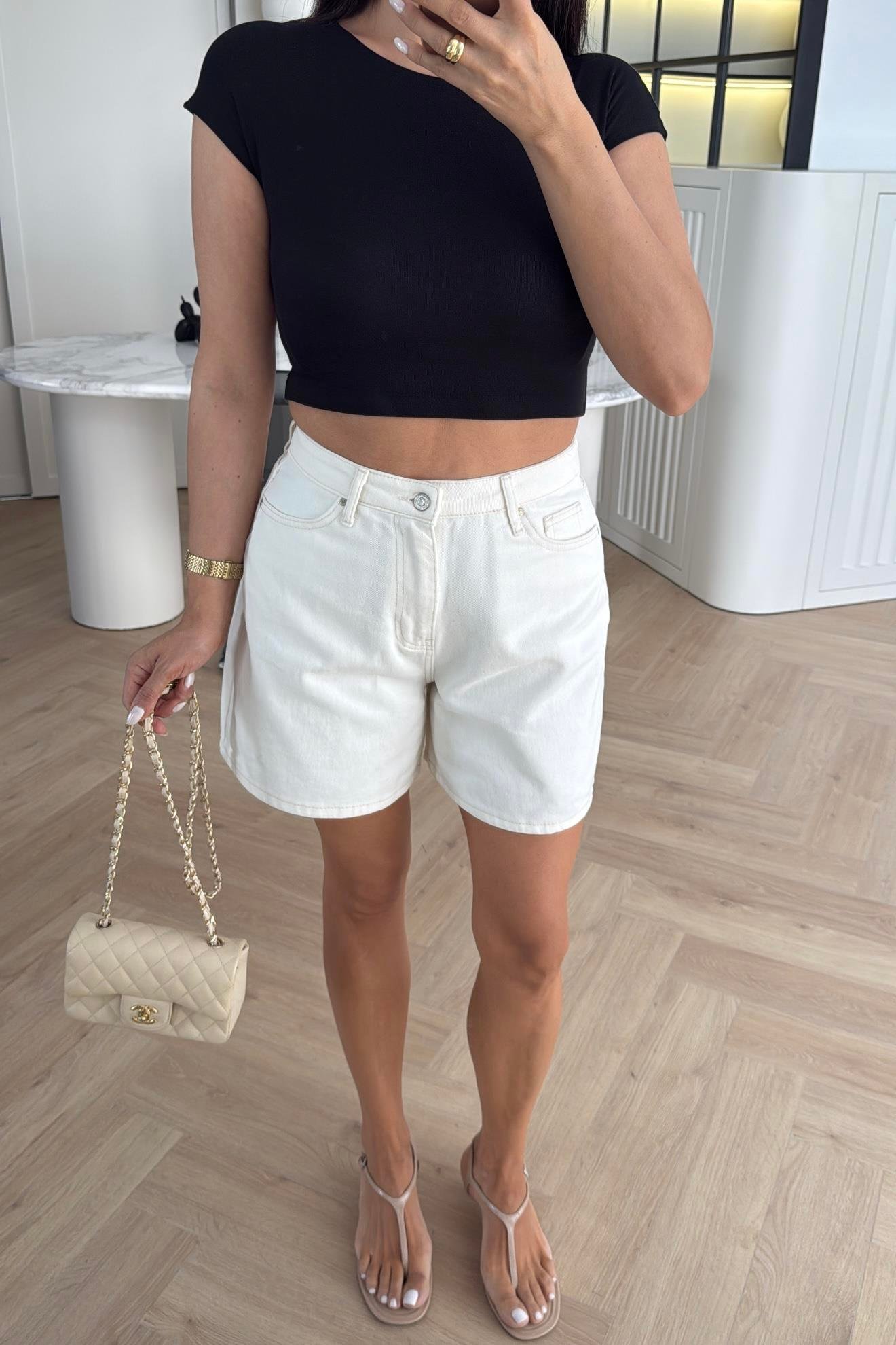 EKRU ŞEHİR BOY MOM ŞORT 