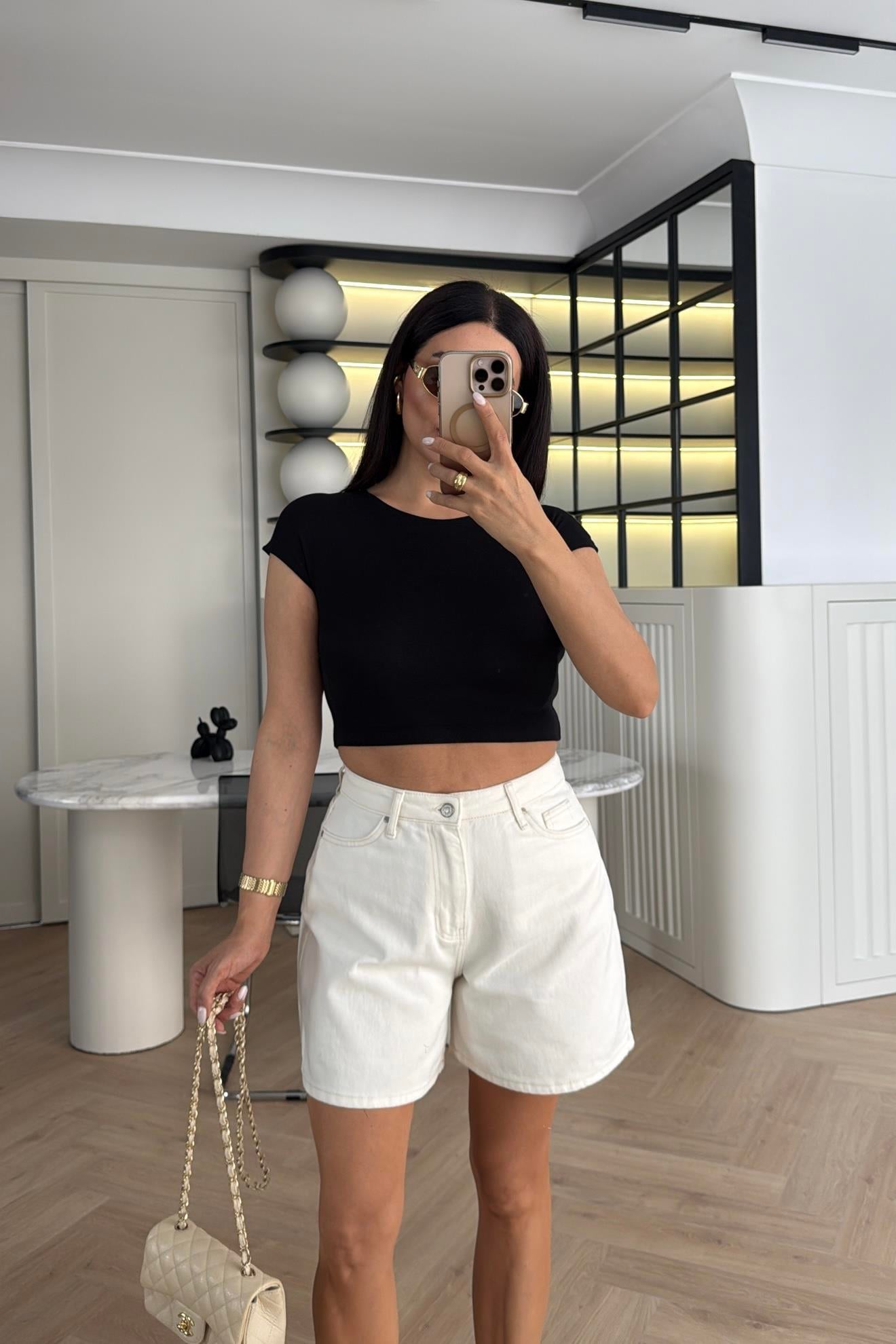 EKRU ŞEHİR BOY MOM ŞORT 