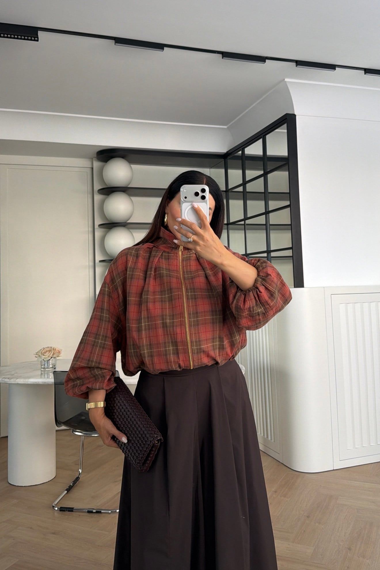 FERMUARLI EKOSELİ BOMBER CEKET KİREMİT