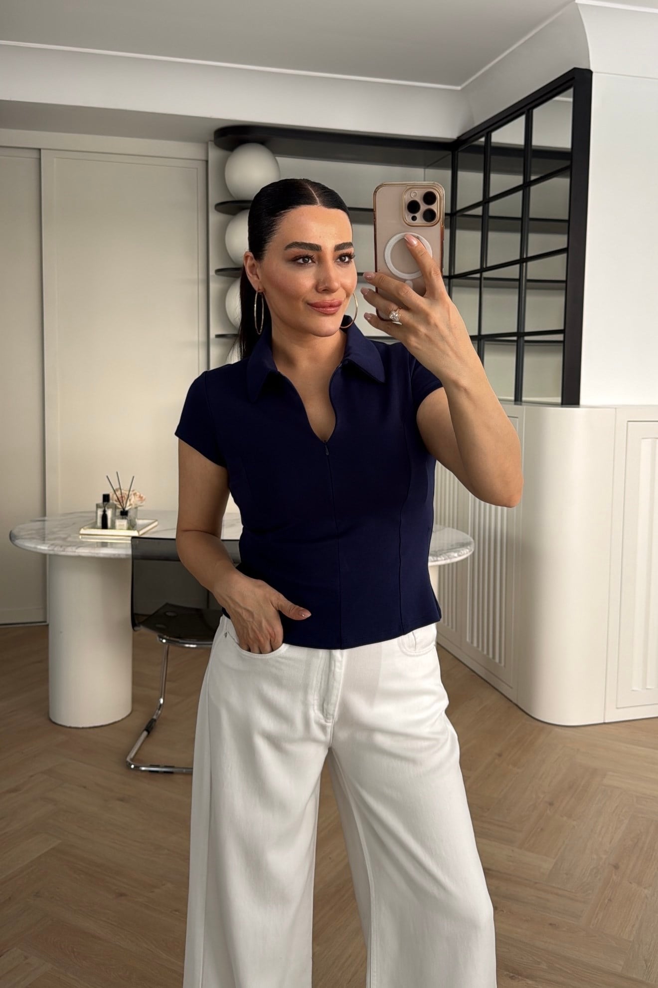 FERMUARLI POLO YAKA BASİC TİŞÖRT LACİ