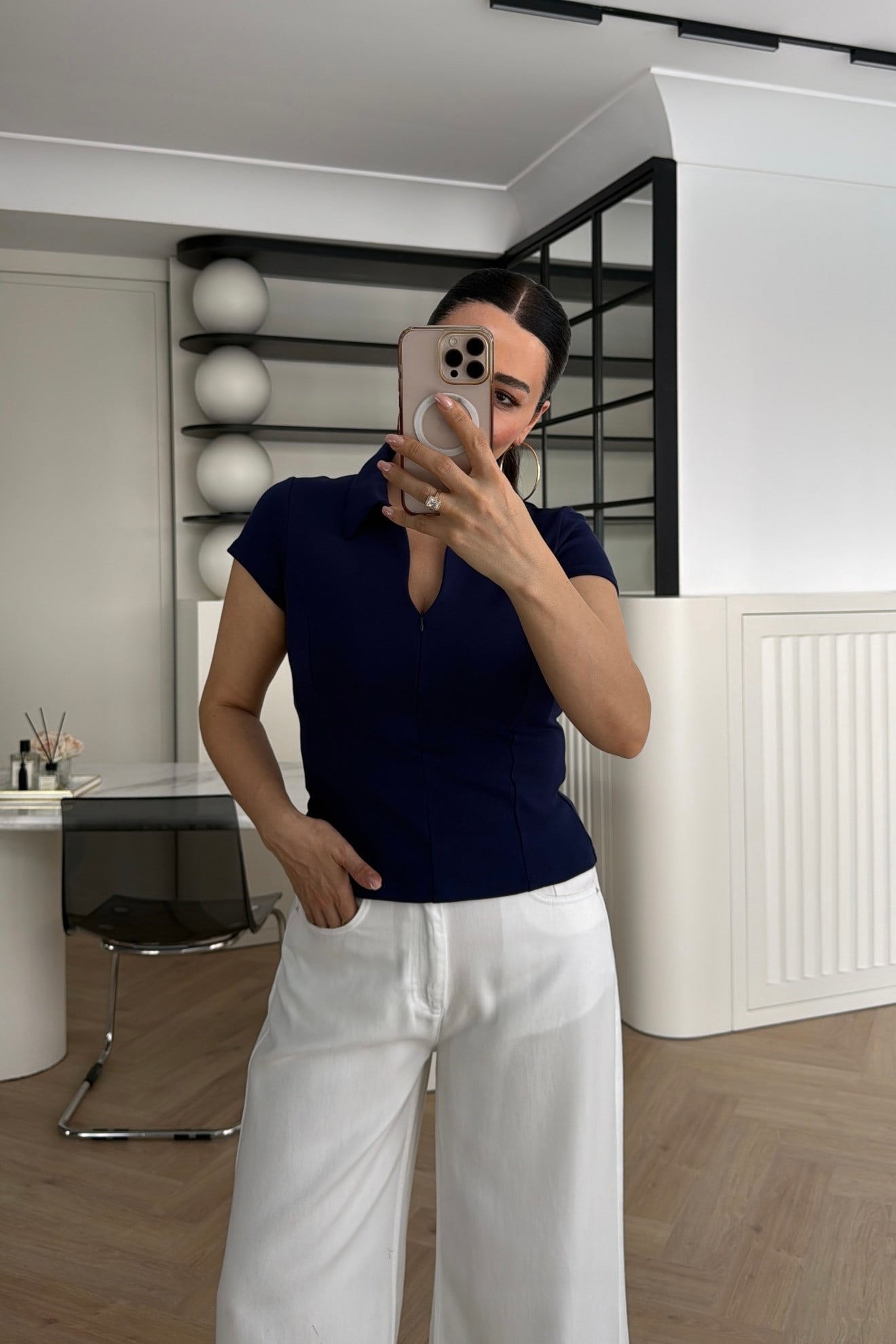 FERMUARLI POLO YAKA BASİC TİŞÖRT LACİ