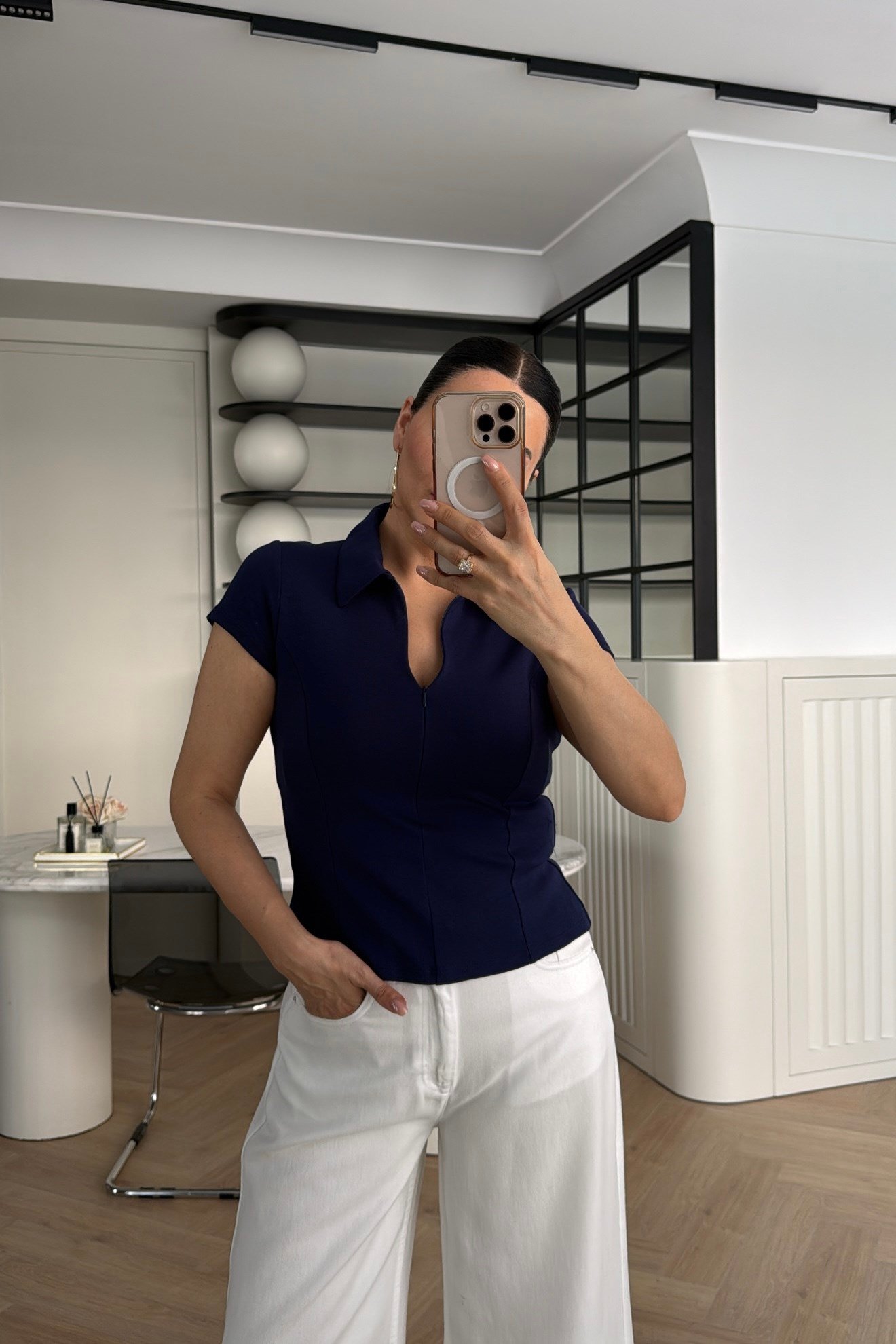 FERMUARLI POLO YAKA BASİC TİŞÖRT LACİ