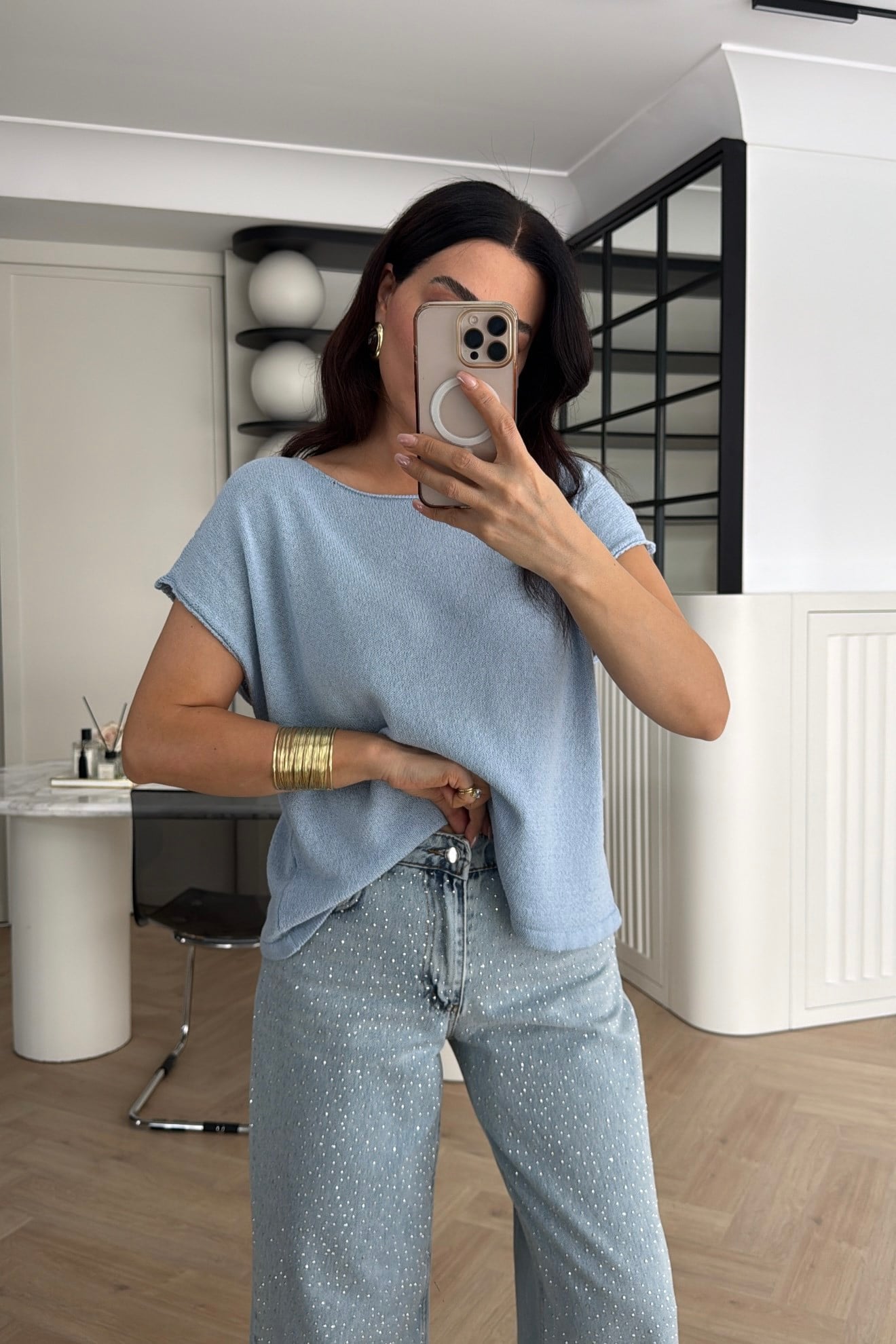 GENİŞ PAÇA TAŞLI JEAN 