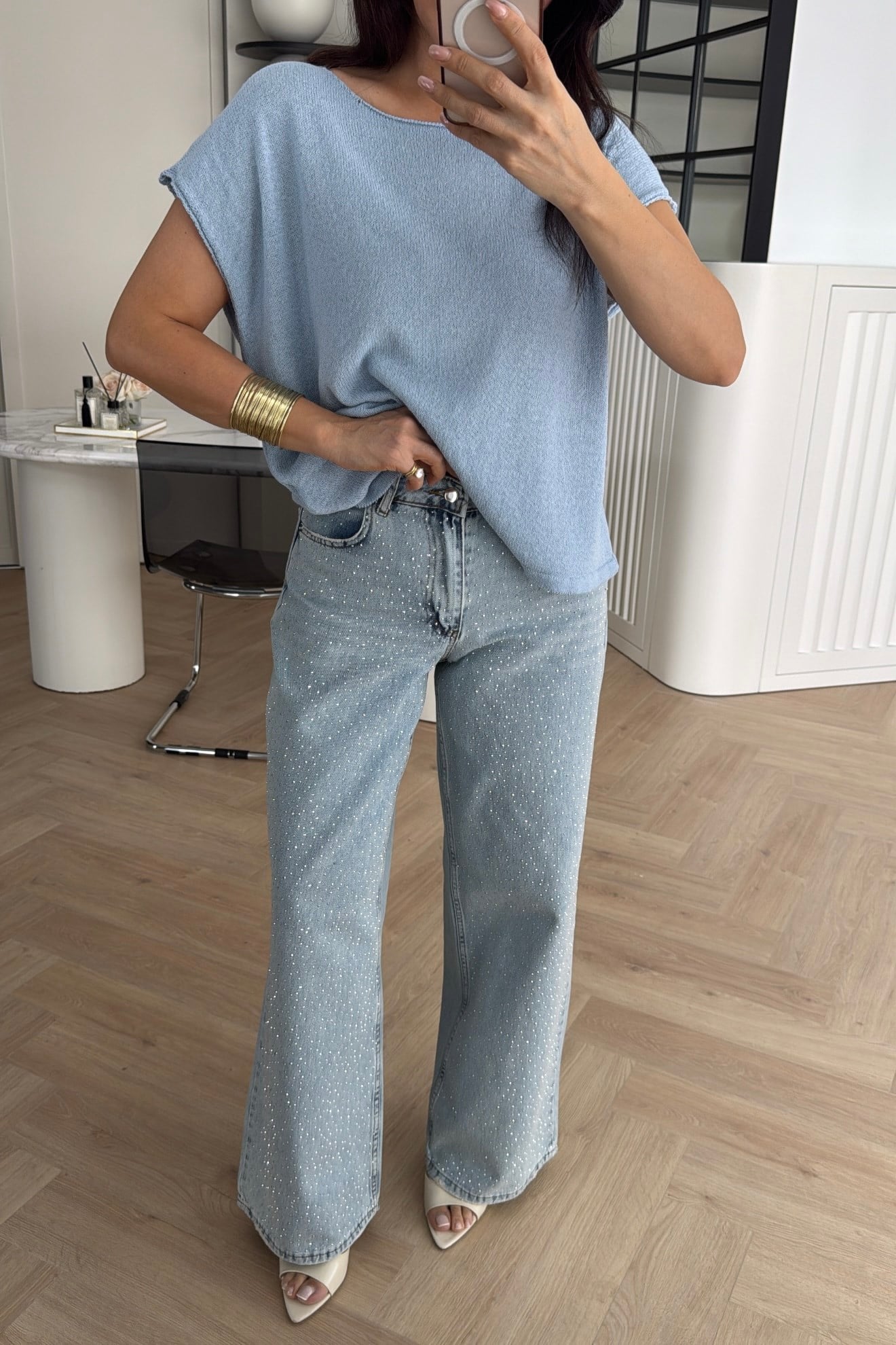 GENİŞ PAÇA TAŞLI JEAN 