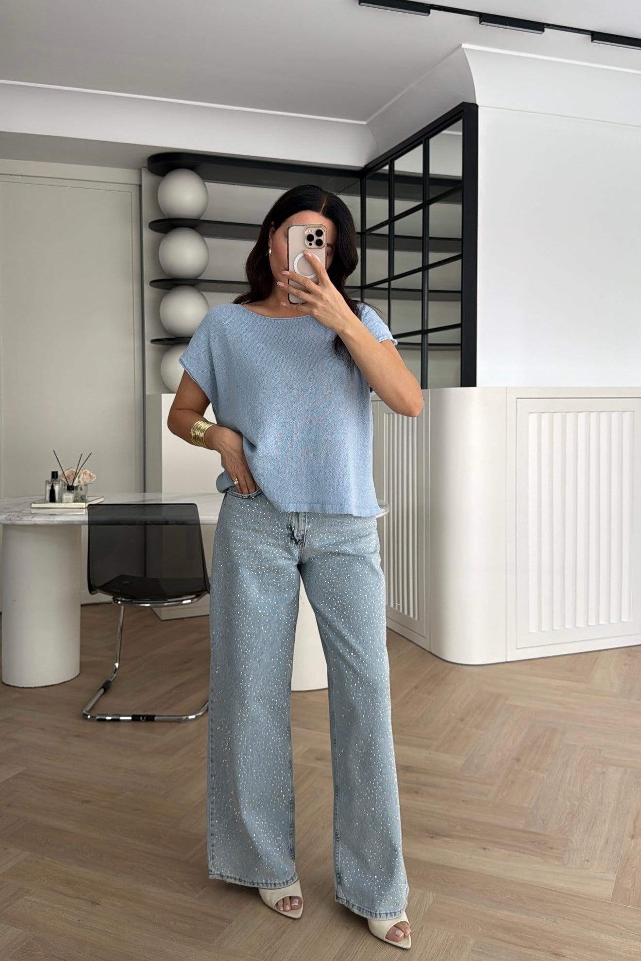 GENİŞ PAÇA TAŞLI JEAN 