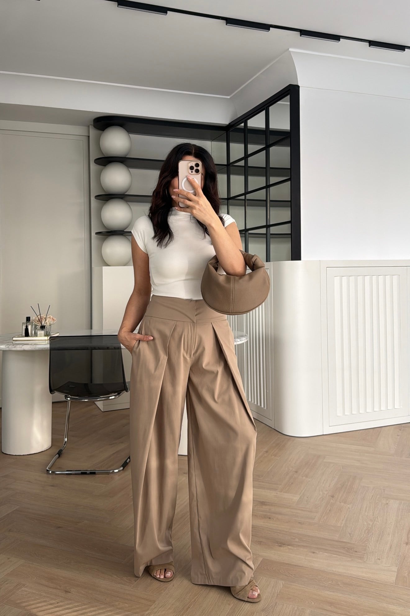 GENİŞ PİLİLİ PANTOLON CAMEL 