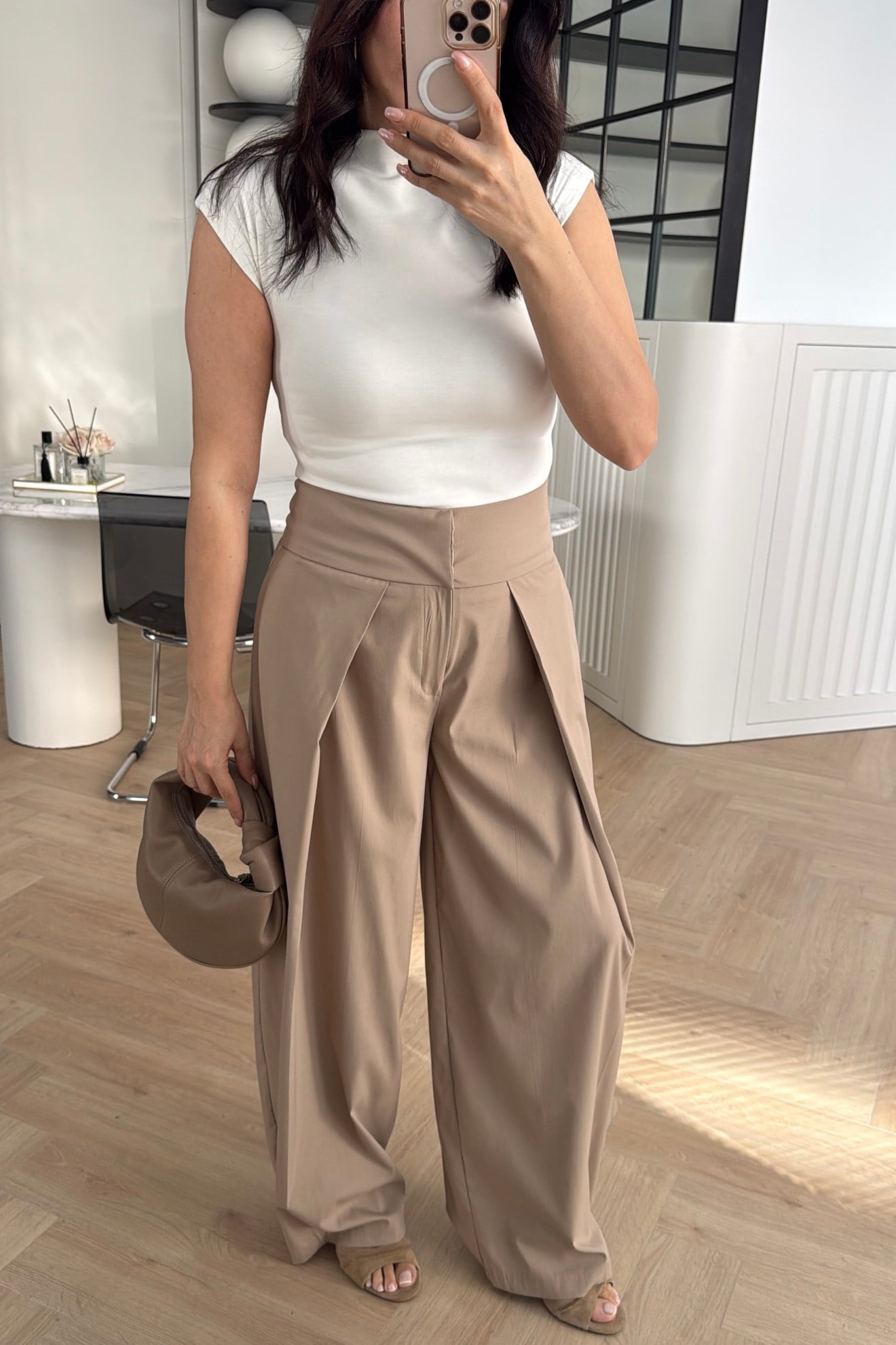 GENİŞ PİLİLİ PANTOLON CAMEL 