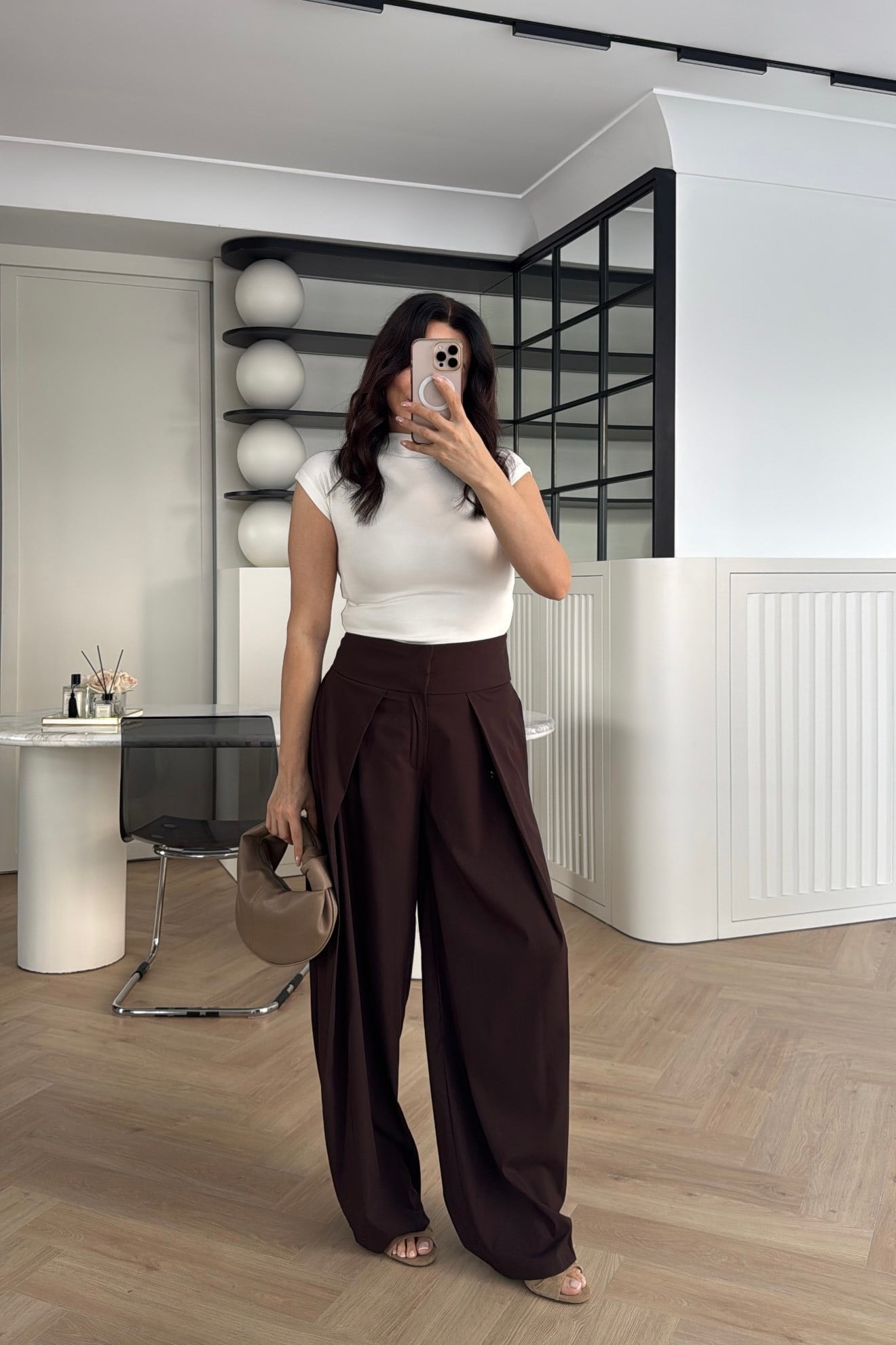 GENİŞ PİLİLİ PANTOLON KAHVE 