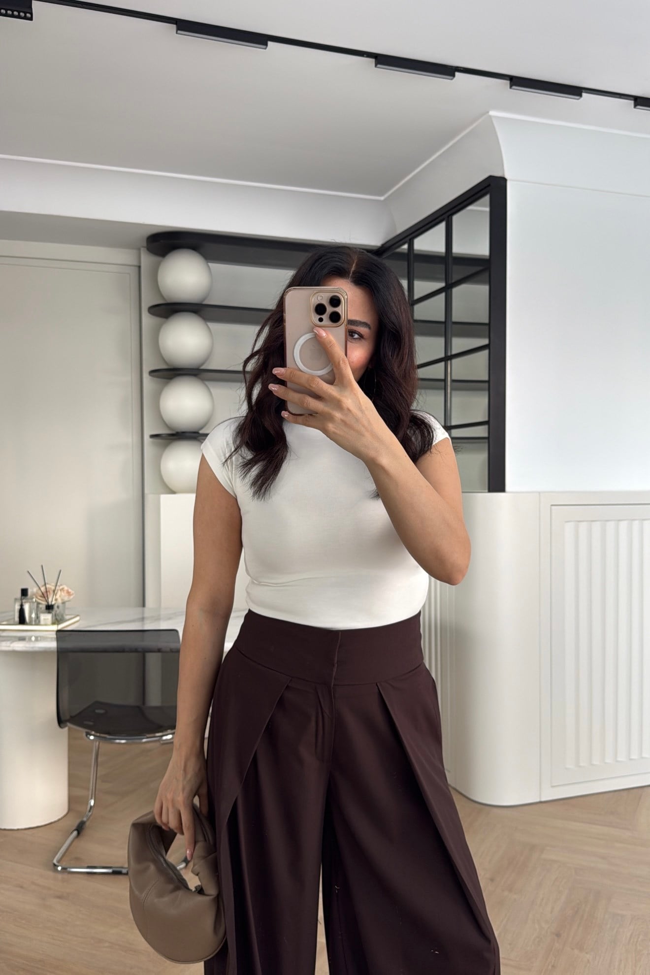 GENİŞ PİLİLİ PANTOLON KAHVE 