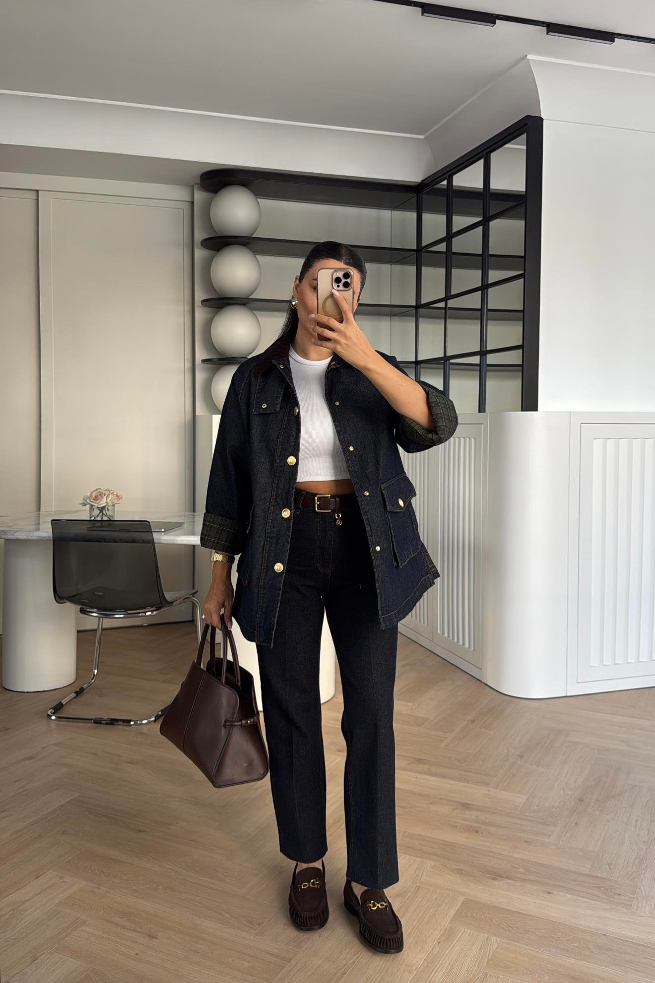 GOLD DÜĞMELİ ASTARI EKOSELİ DENİM CEKET