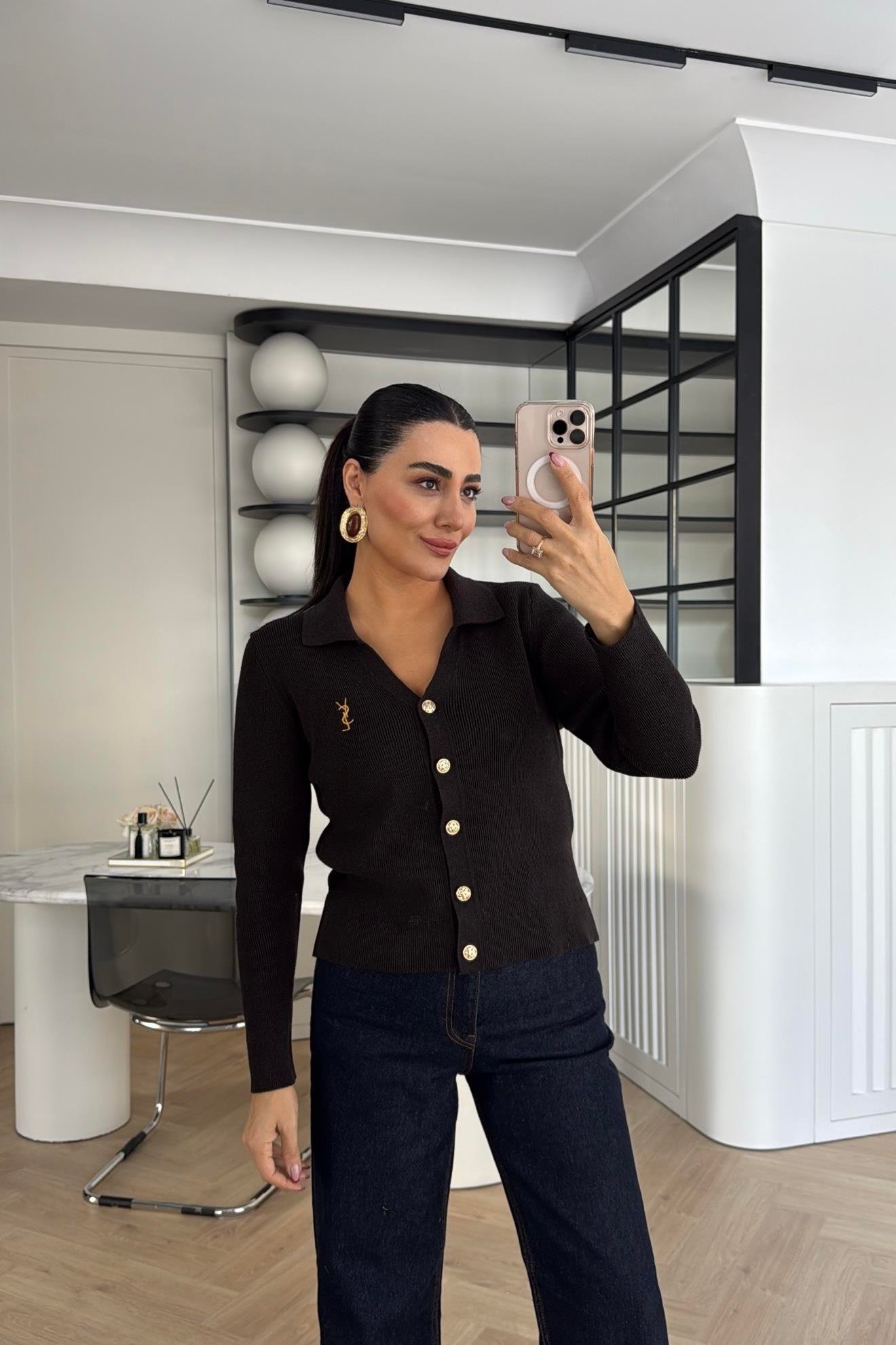 GOLD DÜĞMELİ MARKA MODEL HIRKA KAHVE