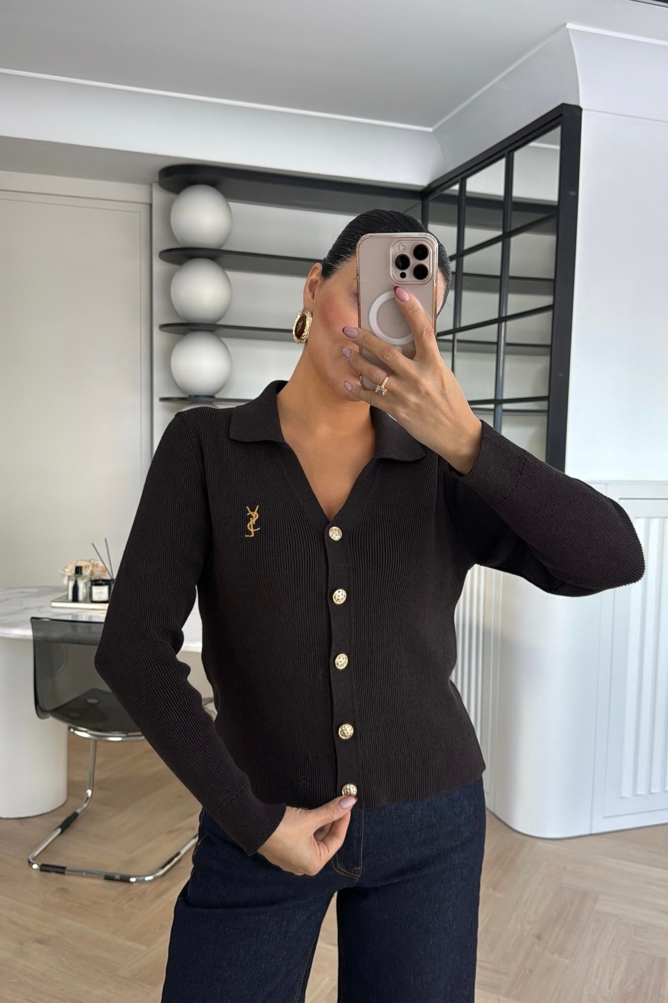 GOLD DÜĞMELİ MARKA MODEL HIRKA KAHVE
