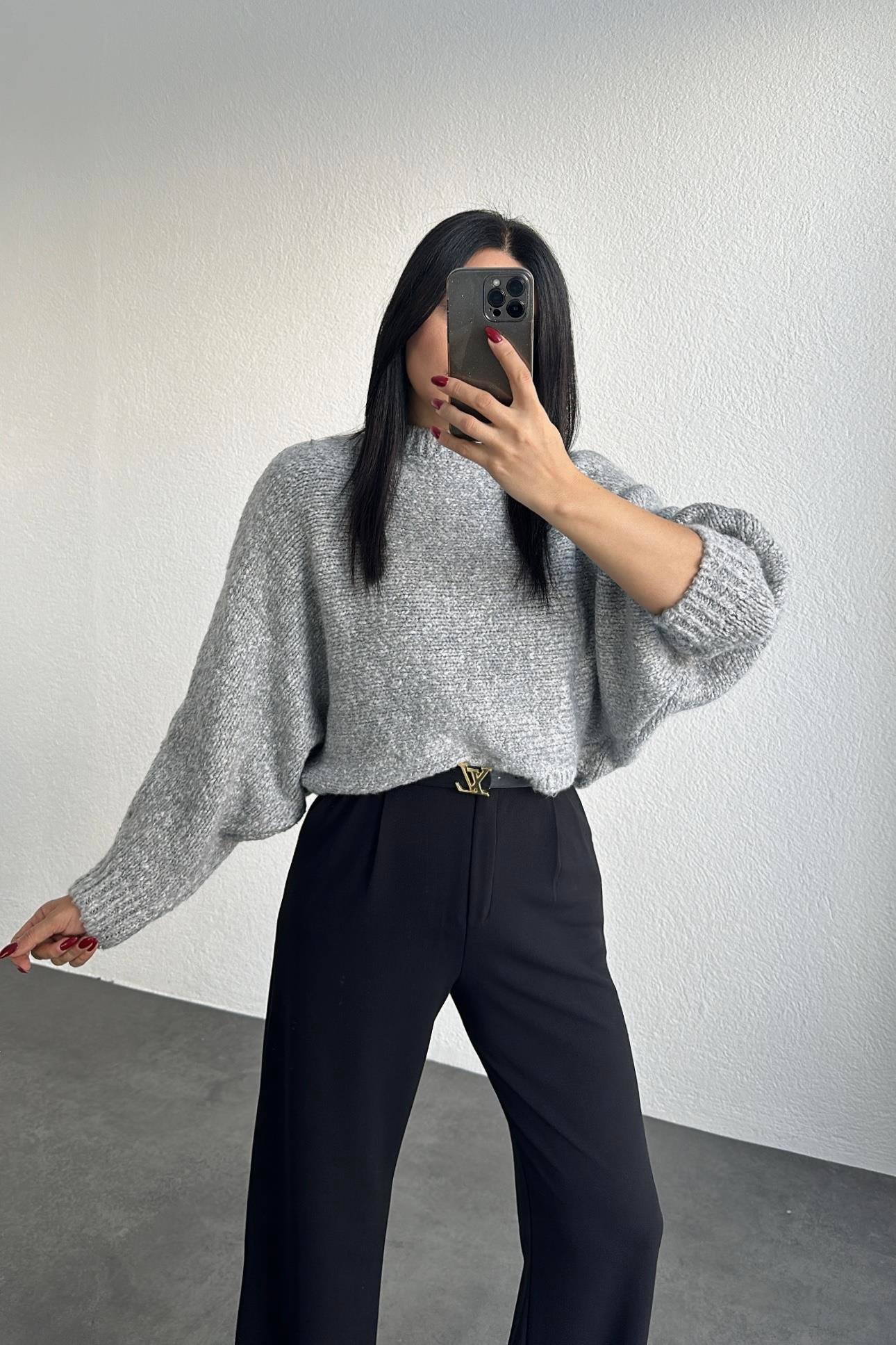 Gri Renk Marka Model Triko Kazak