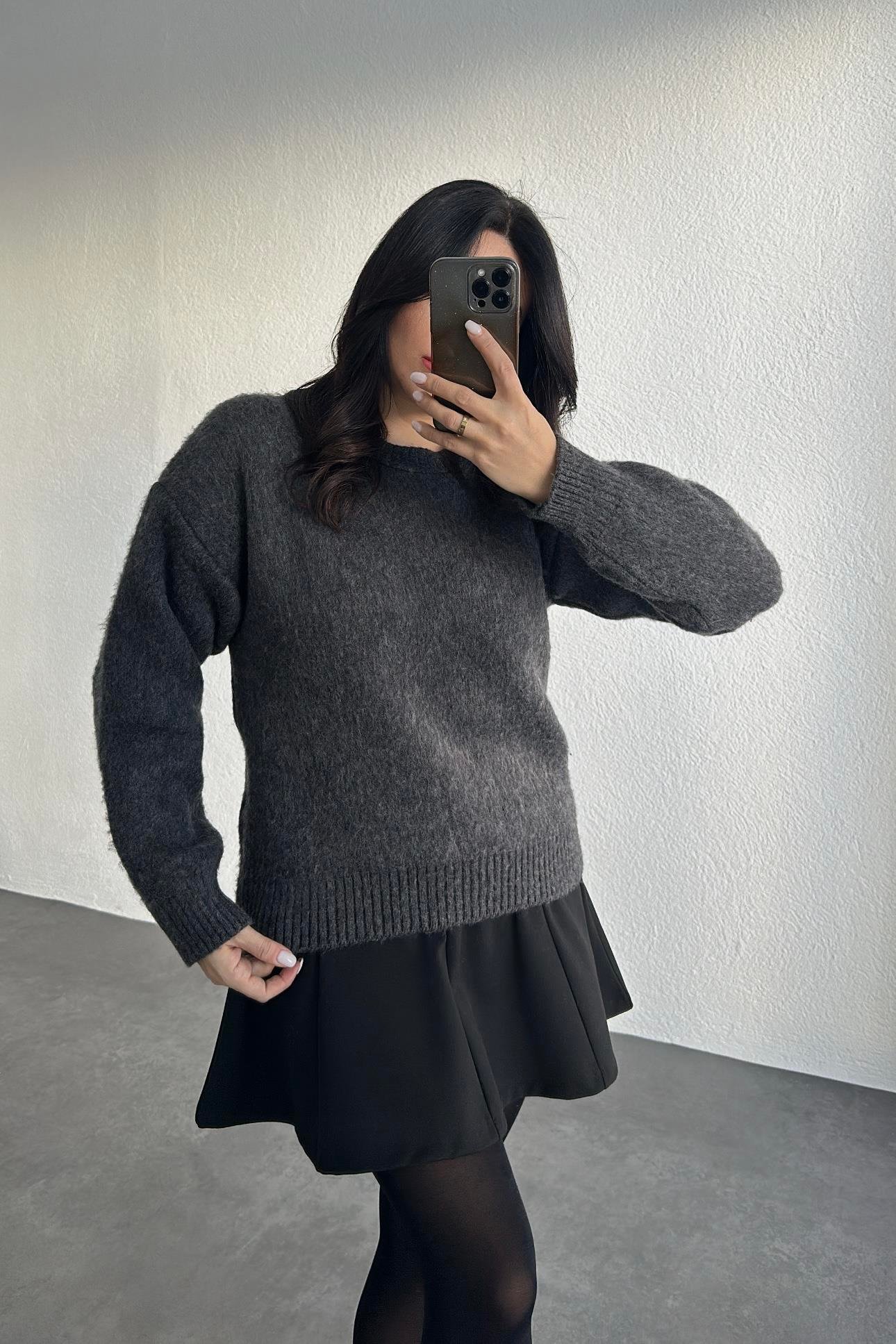 Gri Renk Şardonlu Kazak