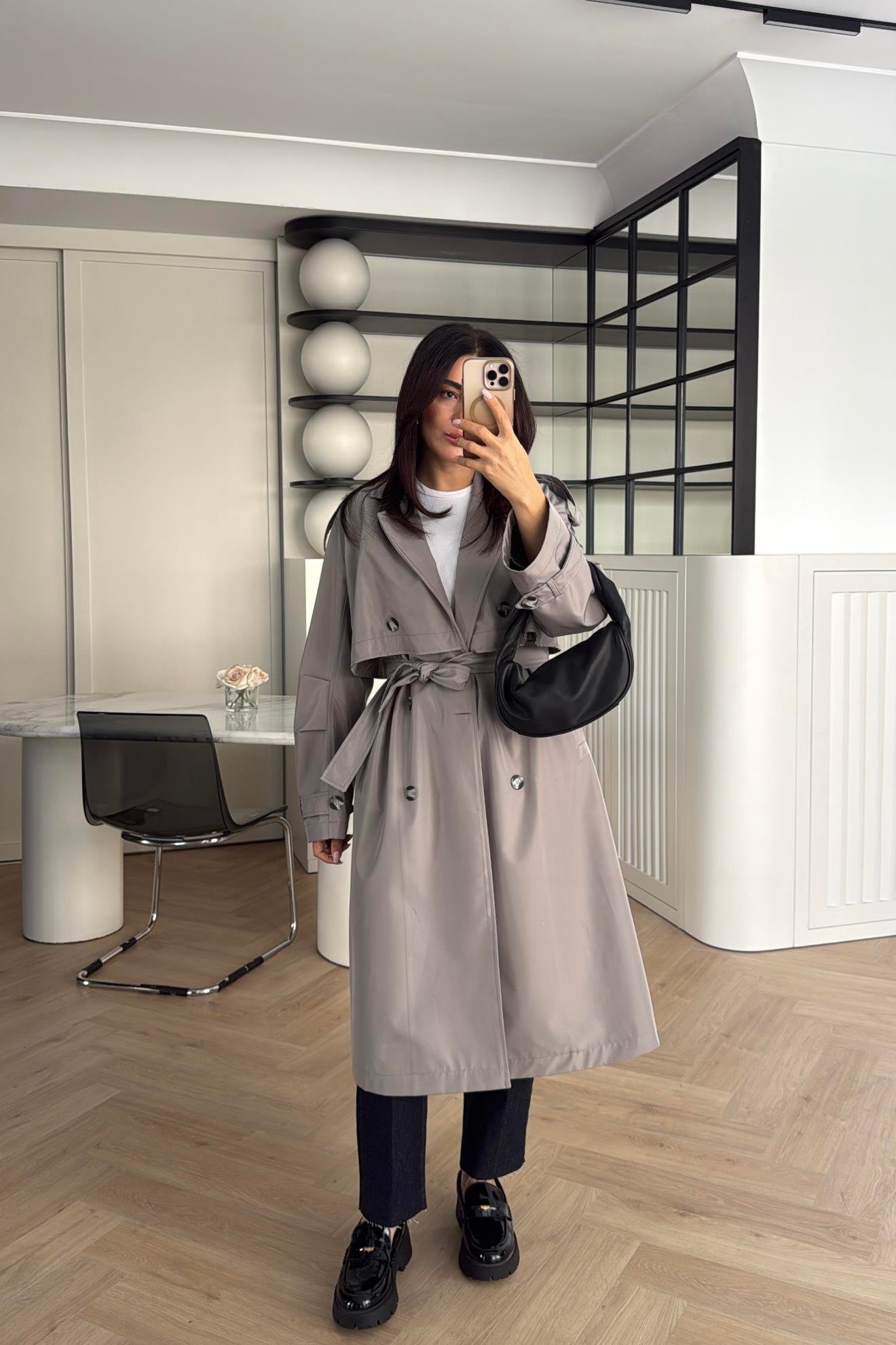 GRİ ZR ETİKETLİ ASTARLI TRENÇKOT