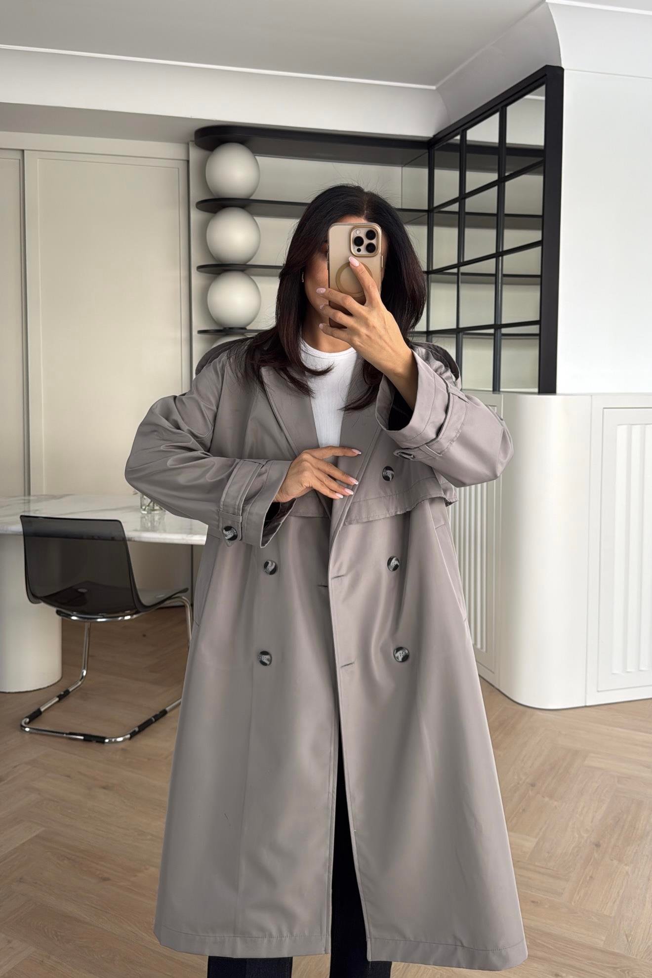 GRİ ZR ETİKETLİ ASTARLI TRENÇKOT