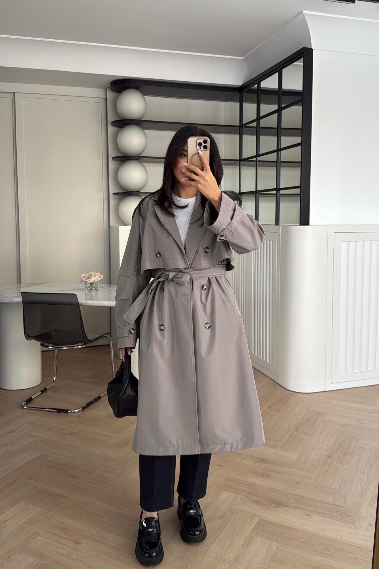 GRİ ZR ETİKETLİ ASTARLI TRENÇKOT