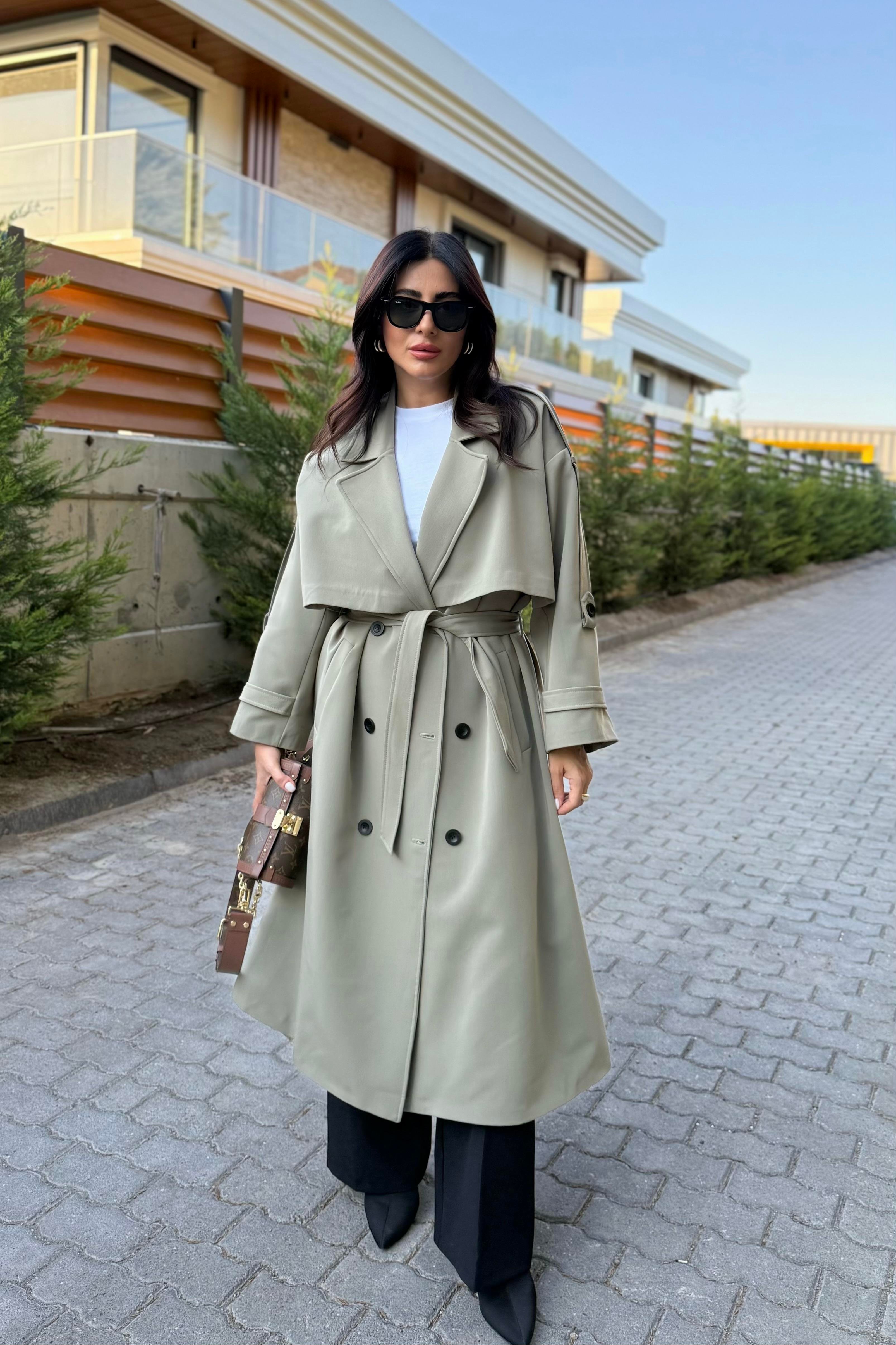 HAKİ TASARIM ASTARLI PREMIUM TRENÇKOT