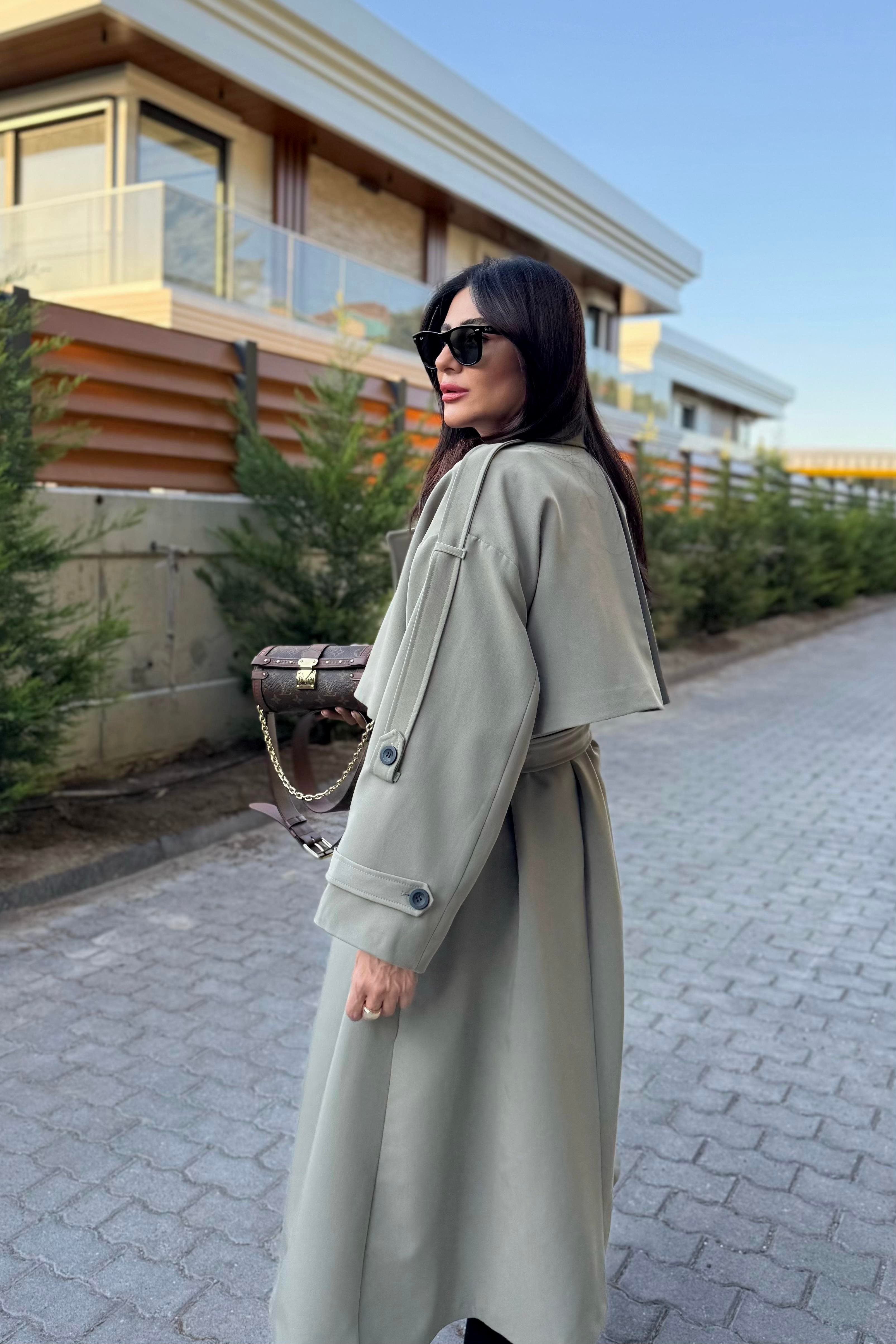 HAKİ TASARIM ASTARLI PREMIUM TRENÇKOT