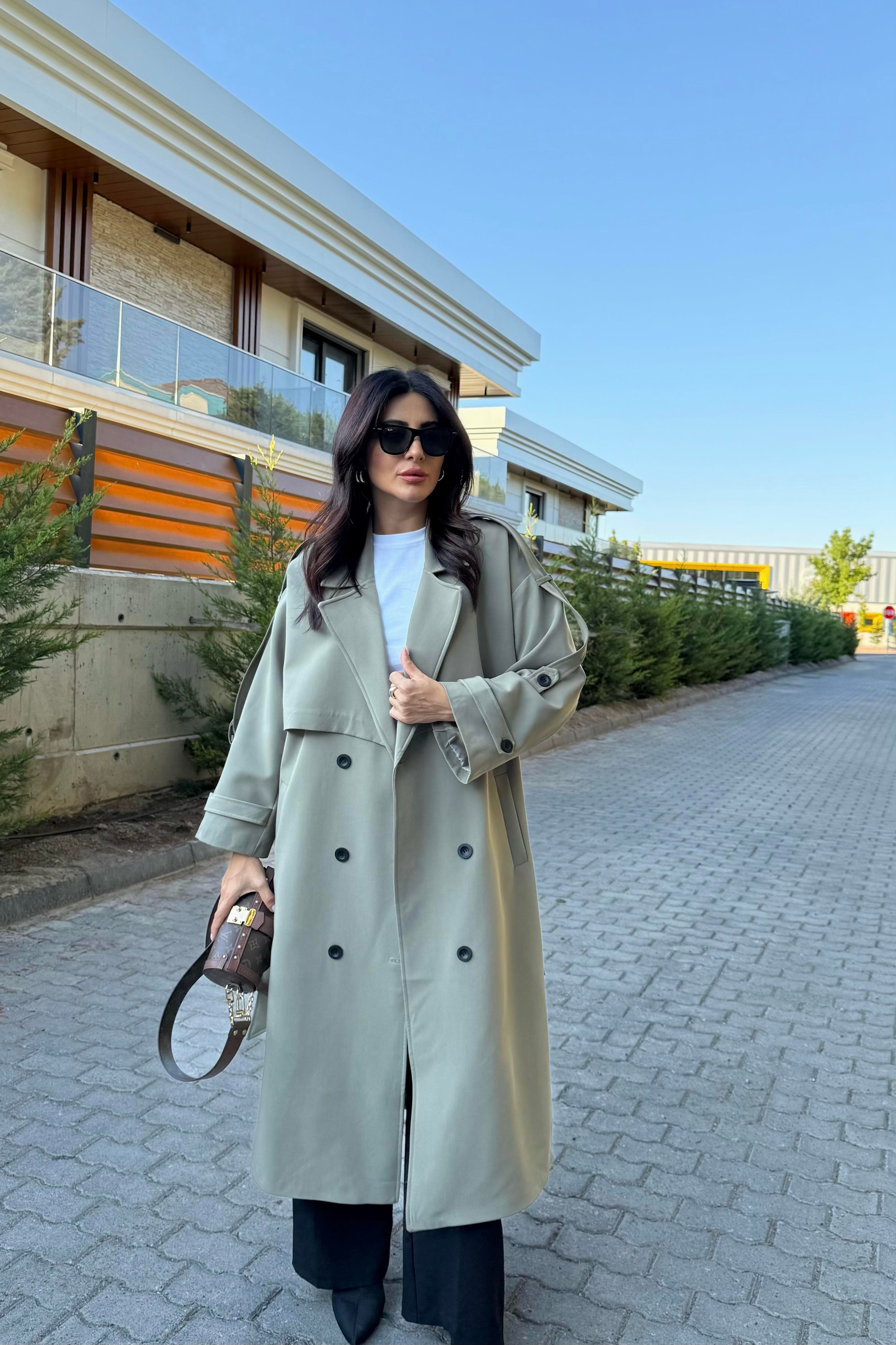 HAKİ TASARIM ASTARLI PREMIUM TRENÇKOT