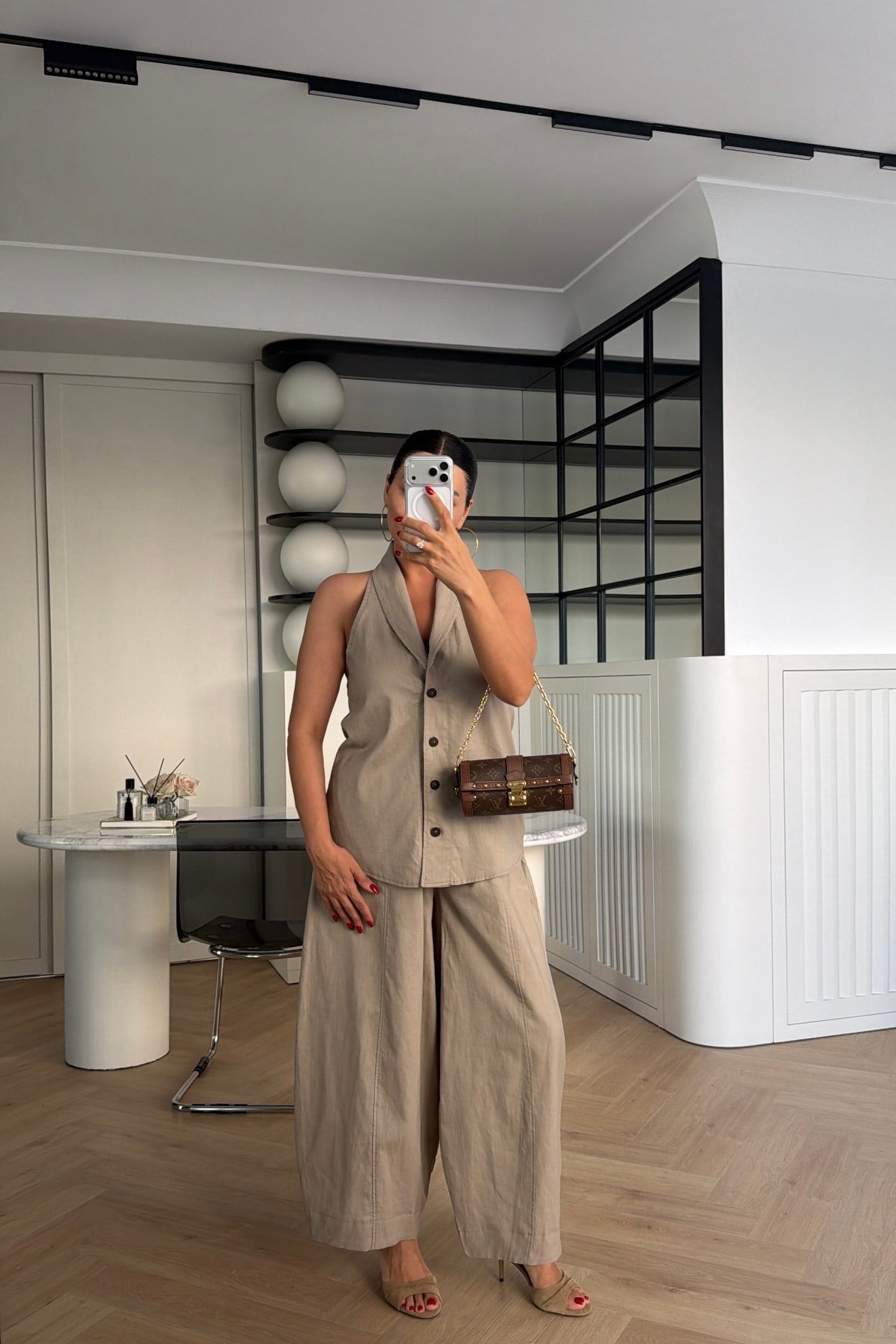 HALTER YAKA KETEN TAKIM BEJ 