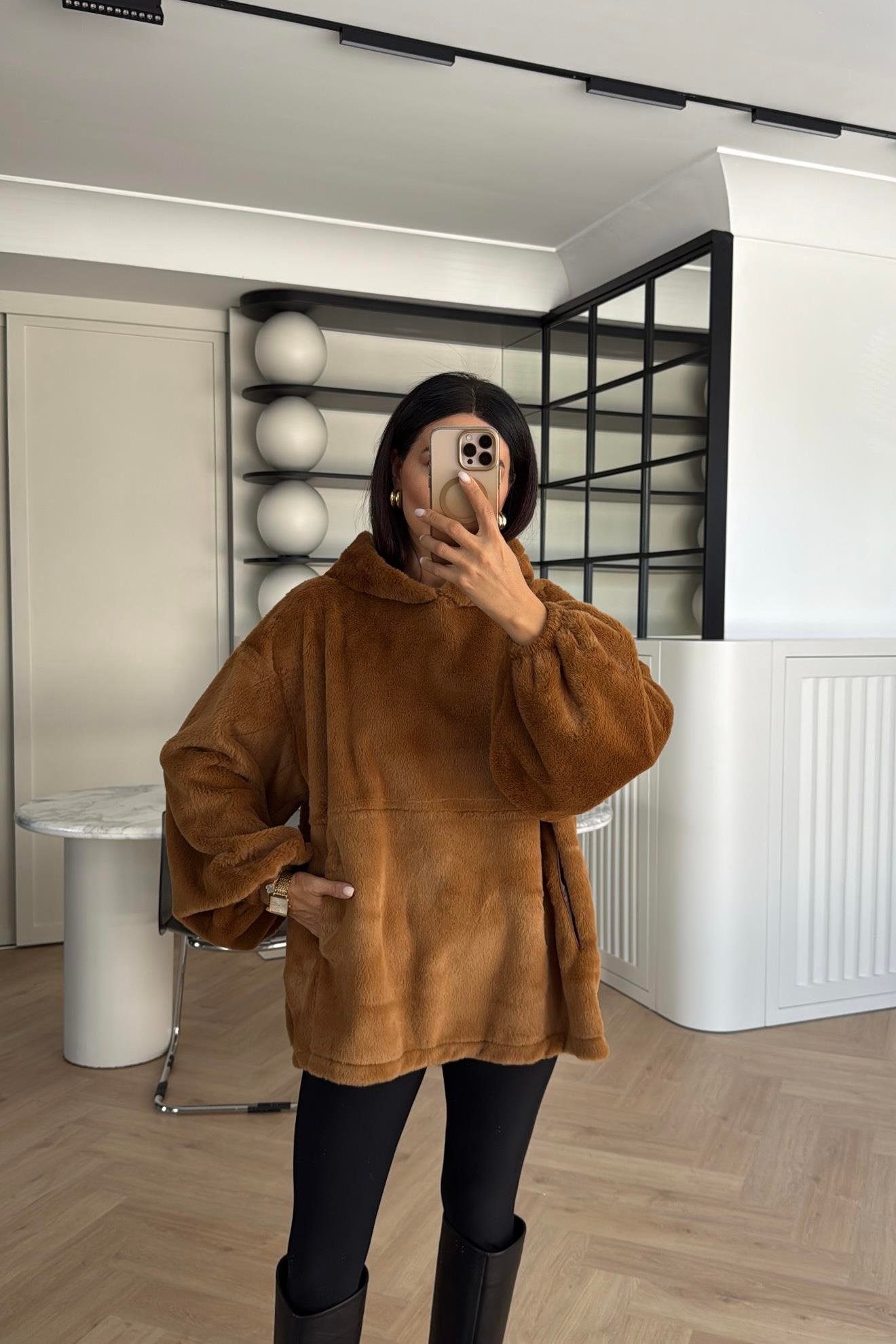 HARDAL MASSİ MODEL CEPLİ PELUŞ SWEATSHİRT