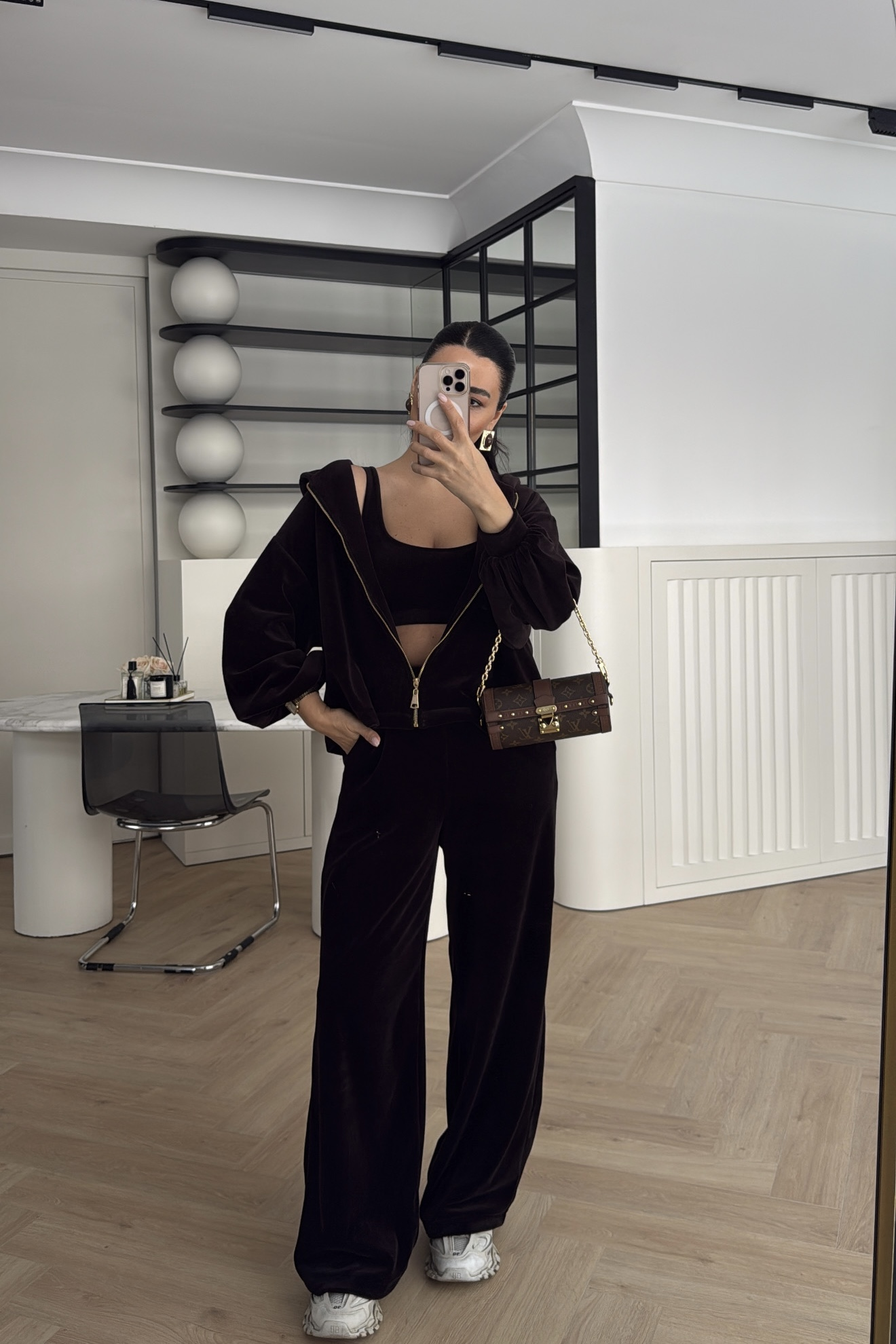 KADİFE ÜÇLÜ TAKIM KAHVE 