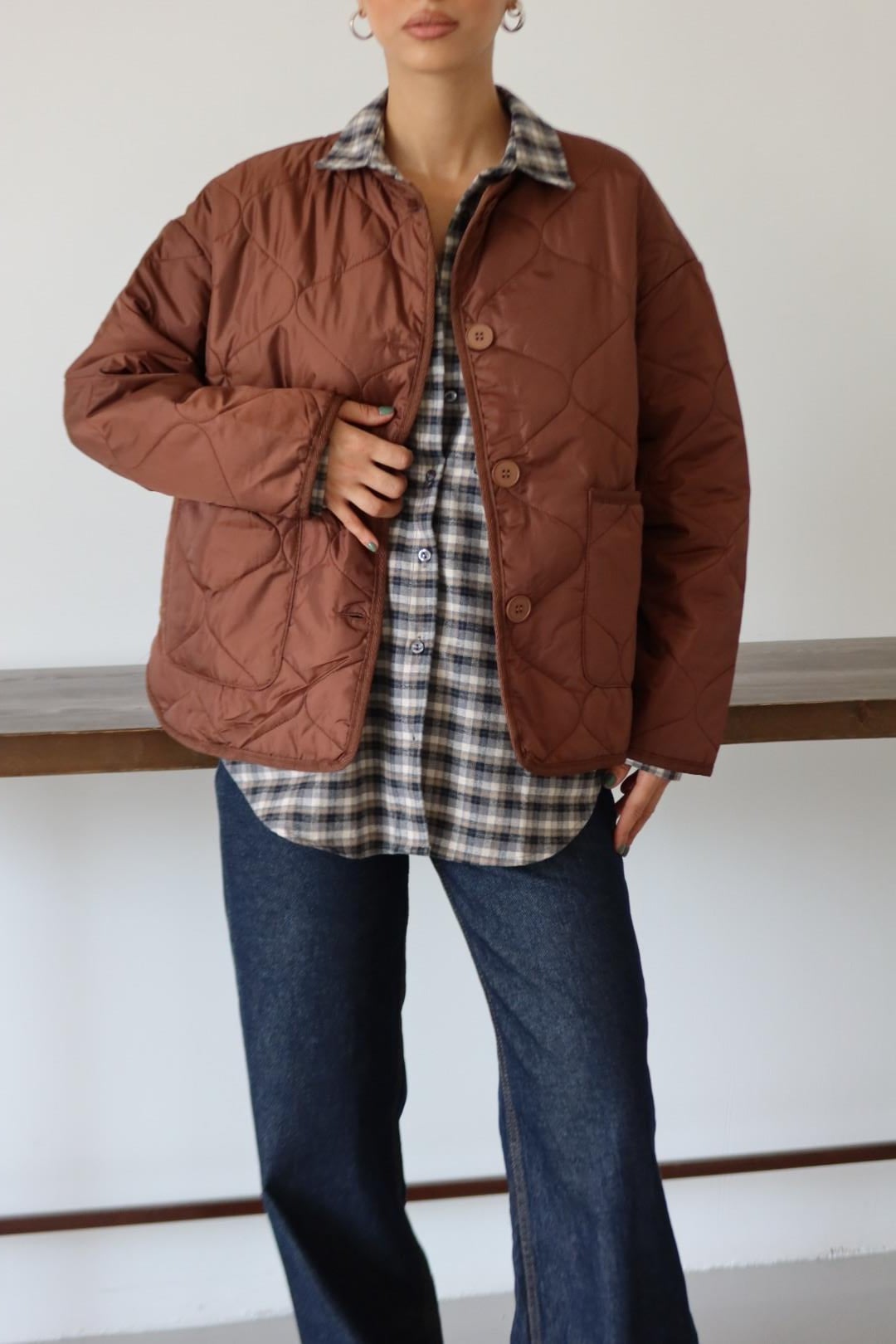 KAHVE CEPLİ KAPİTONE CEKET