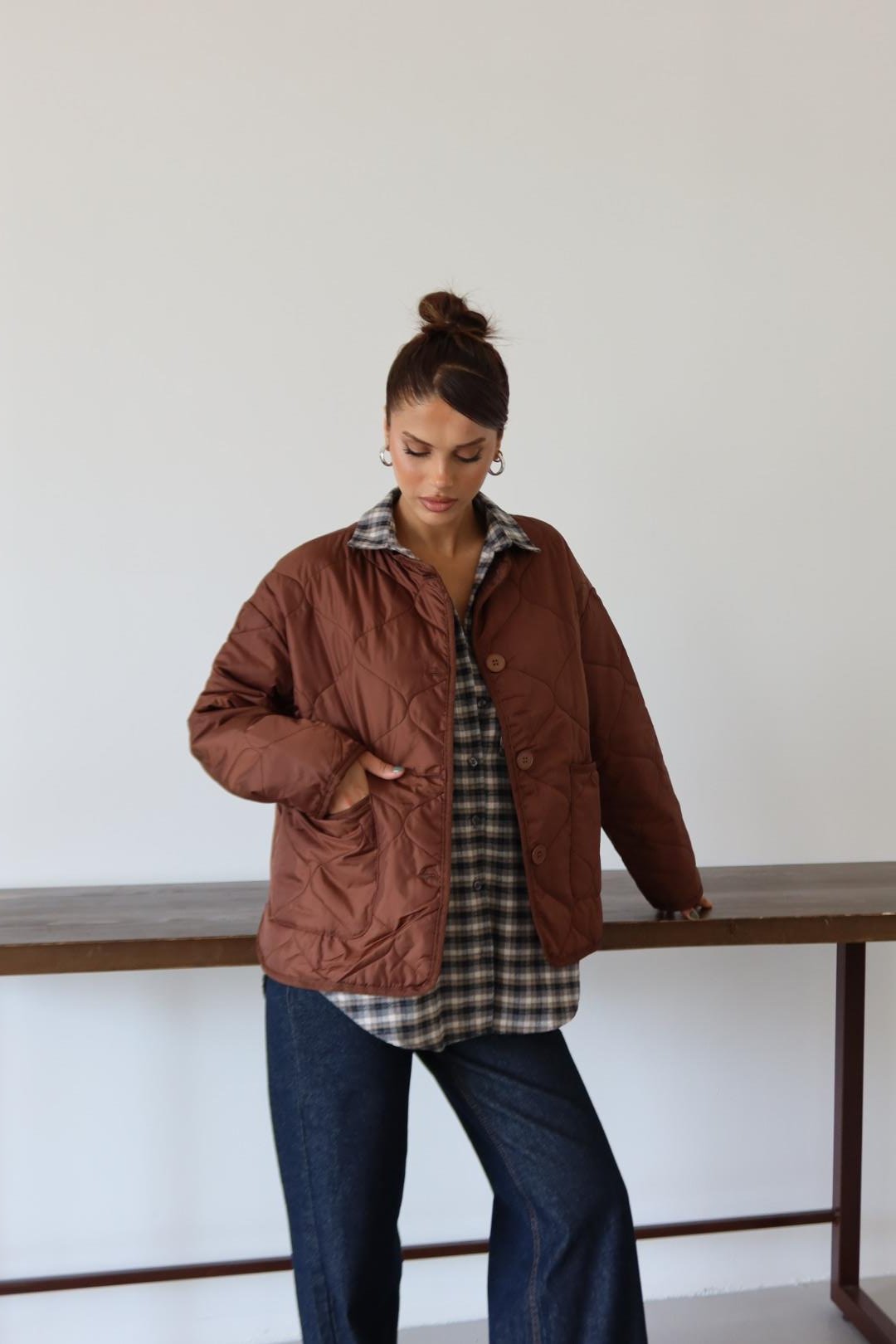 KAHVE CEPLİ KAPİTONE CEKET