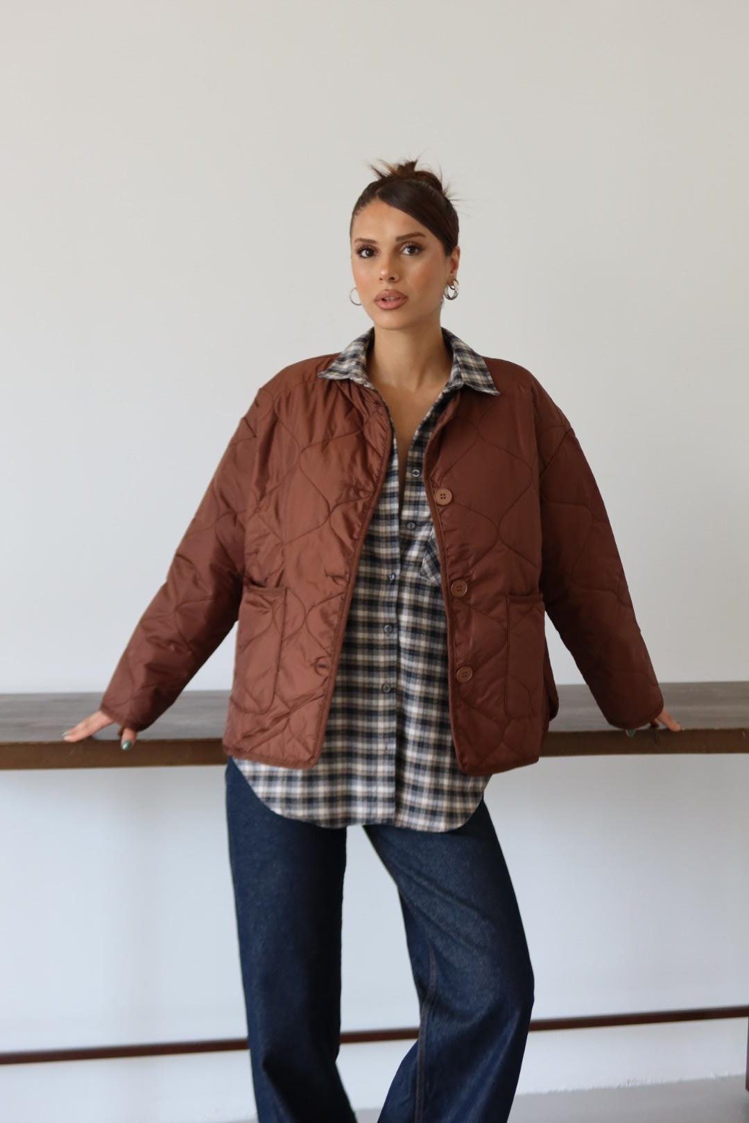 KAHVE CEPLİ KAPİTONE CEKET