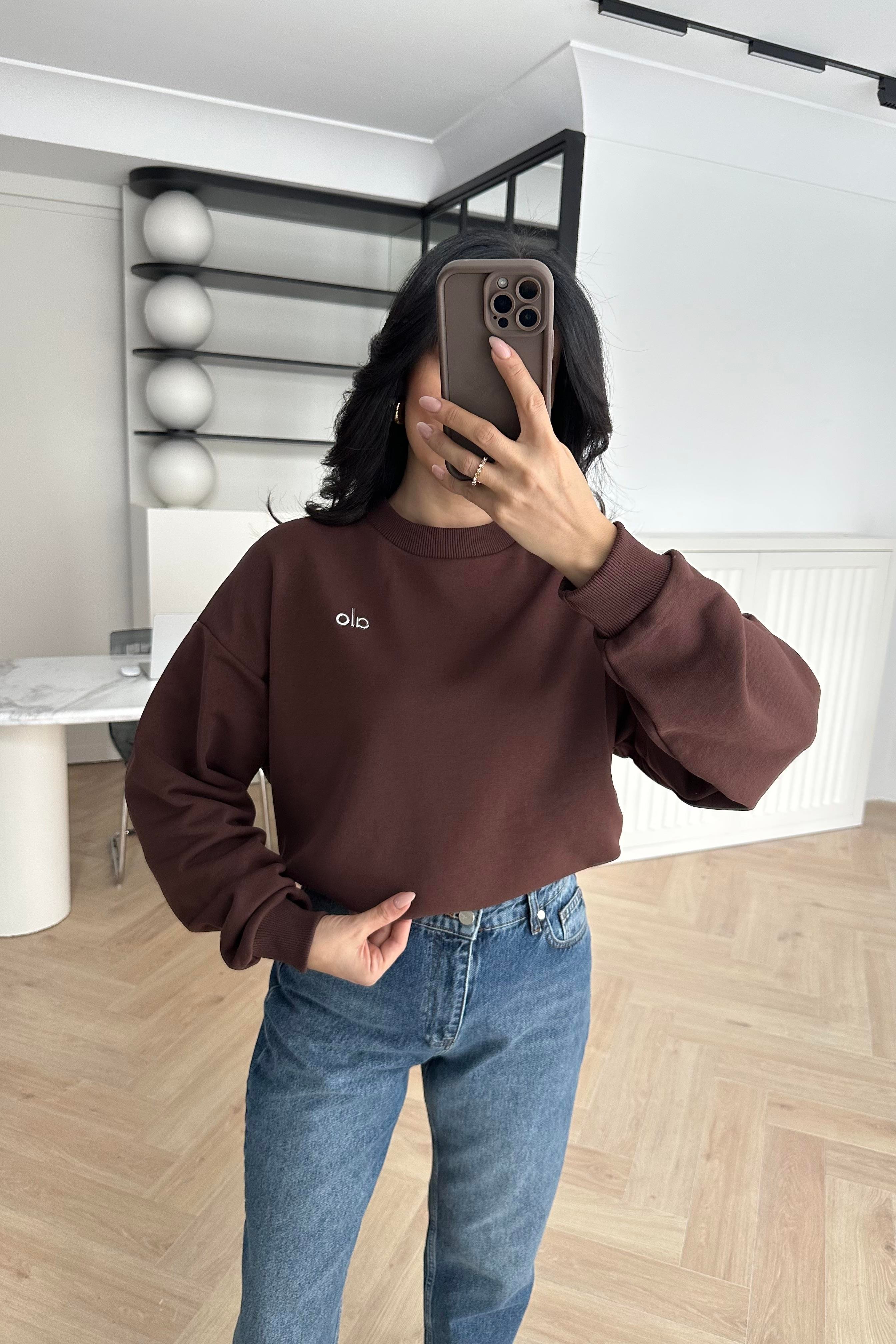 Kahve Logolu Özel Üretim Sweatshirt