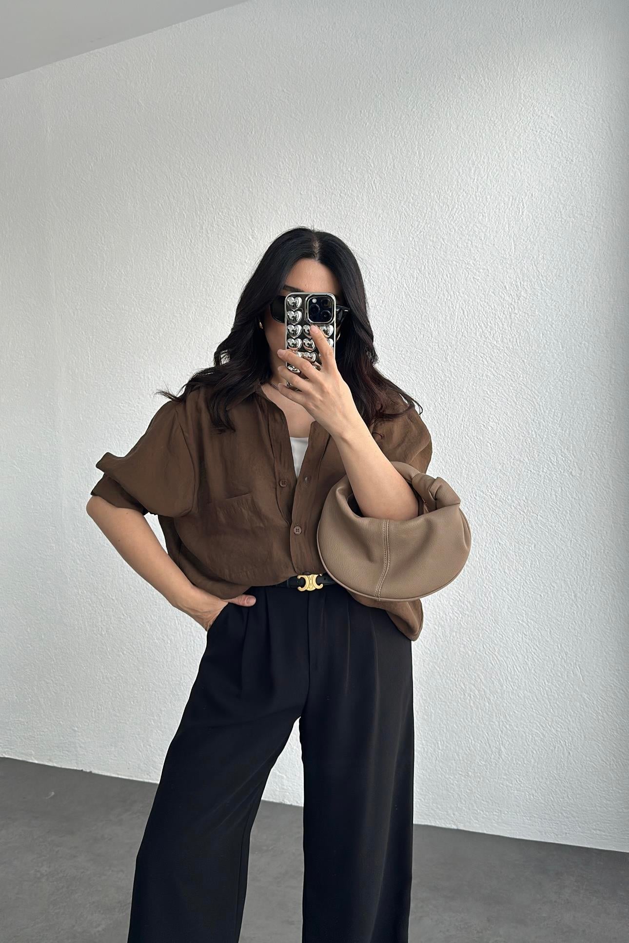 Kahve Oversize Gömlek