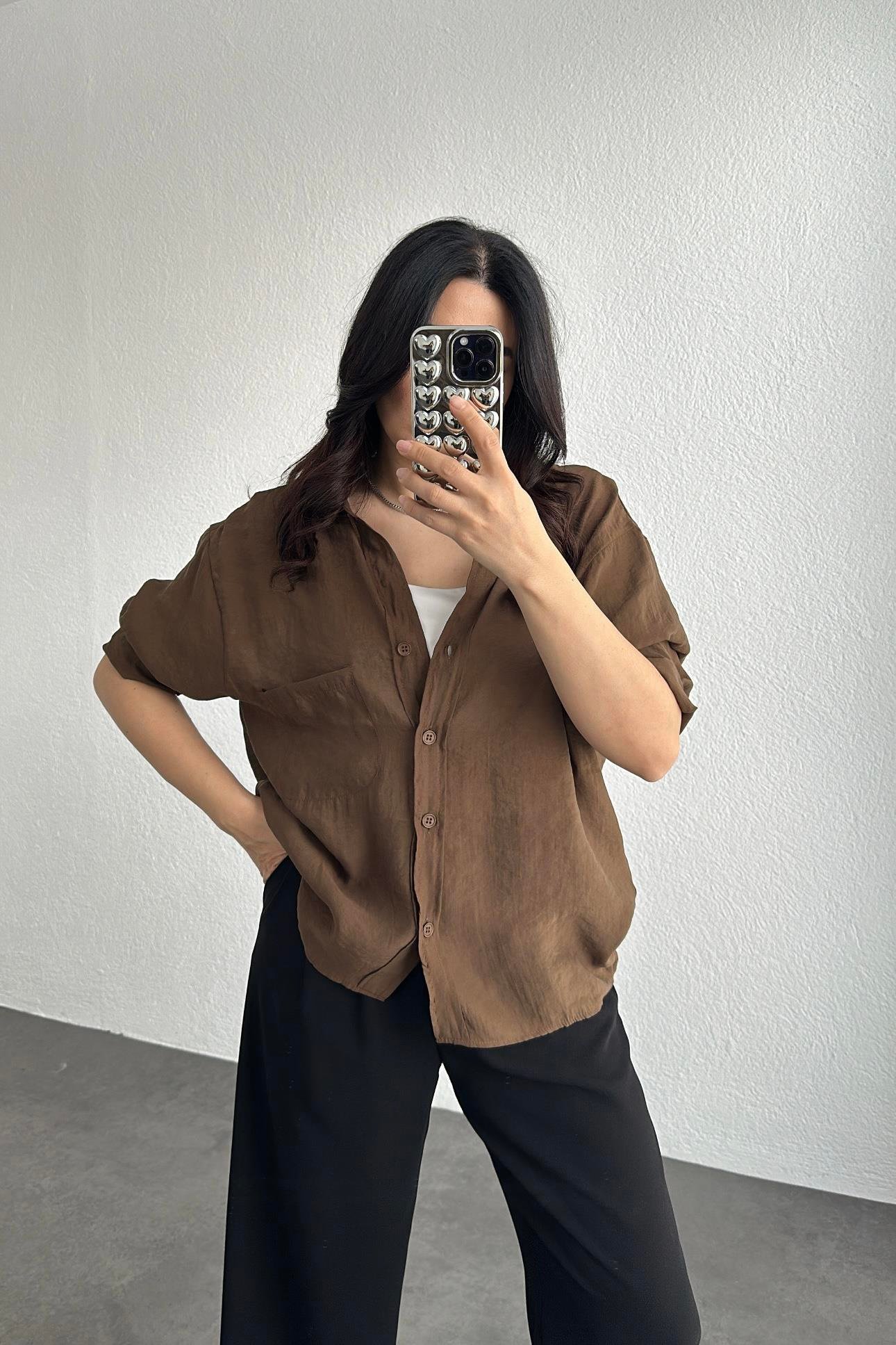 Kahve Oversize Gömlek